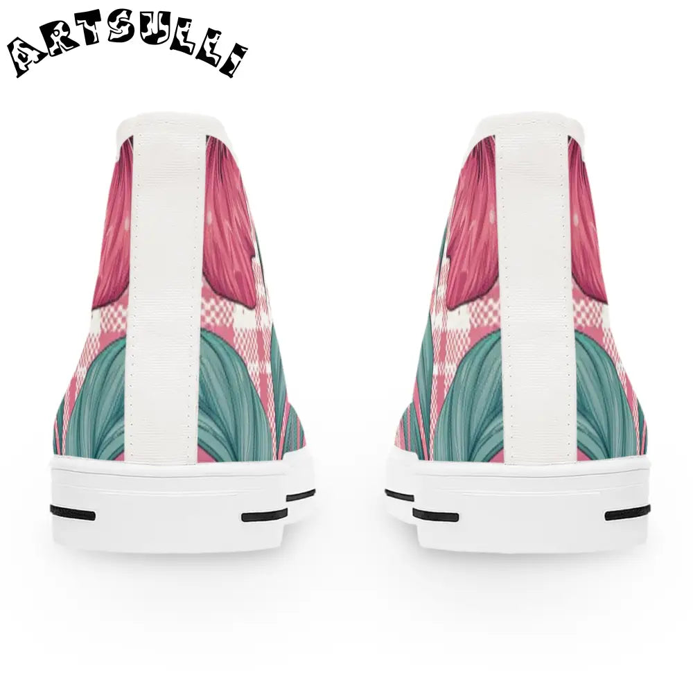 JAKKOUTTHEBXX Plaid x Floral Burgundy and Green Women’s High Top