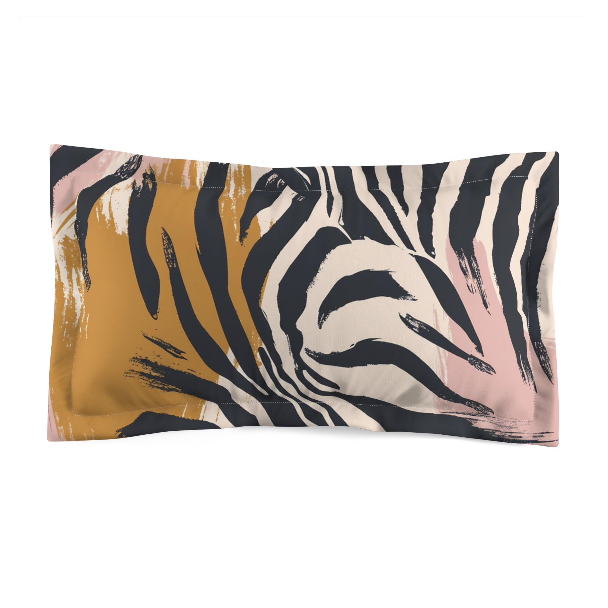 Zebra Brush Strokes Microfiber Pillow Sham, Artsulli - Art is Long, Life is Short, Home Decor, Size, King, , , , , 17588800969890