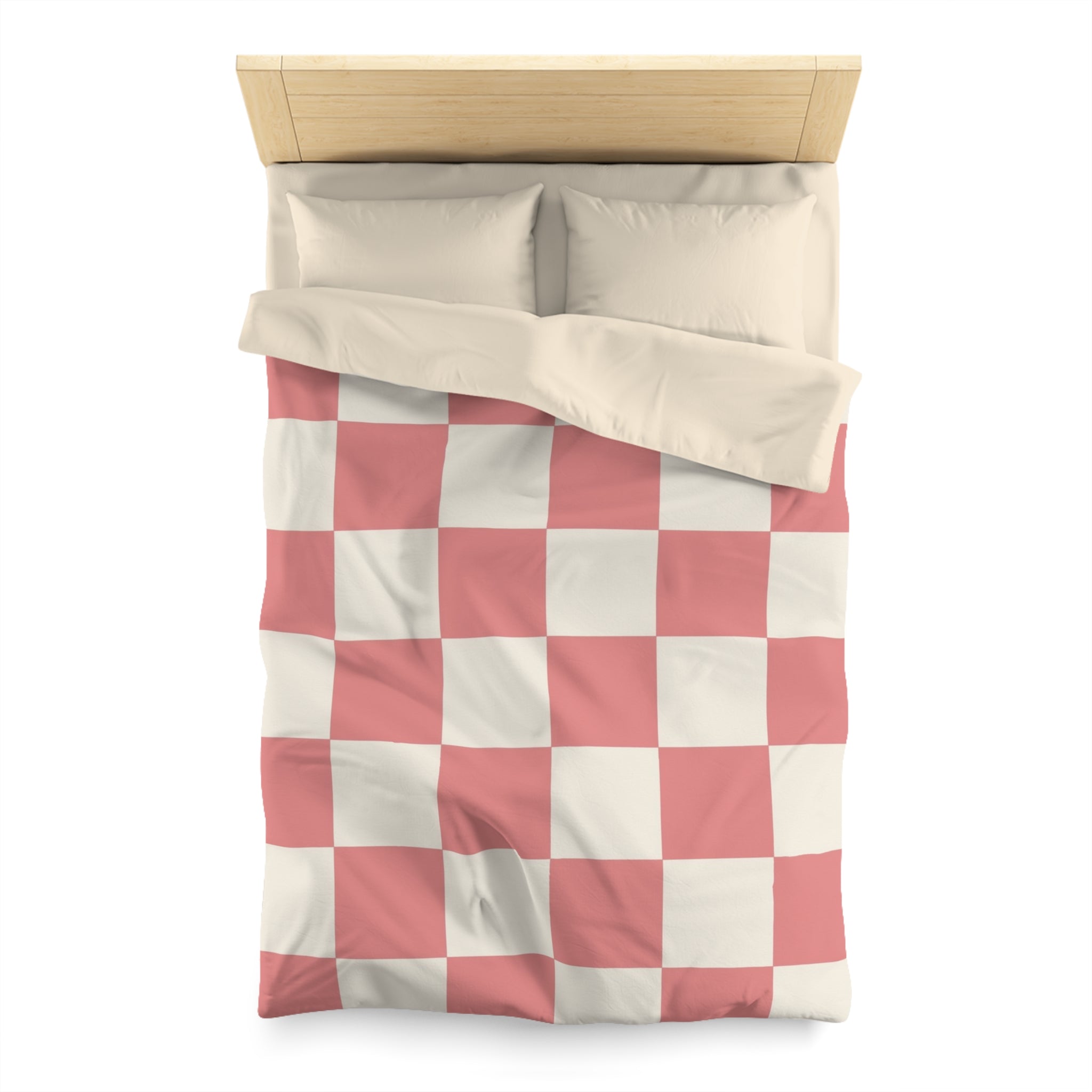 Retro Checkered Grassland Sprites Microfiber Duvet Cover, Artsulli - Art is Long, Life is Short, Home Decor, , , , , , , 