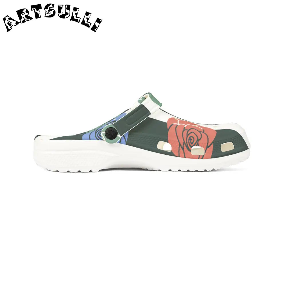 JAKKOUTTHEBXX Stripes x Roses Black and White EVA Foam Rubber Shoes
