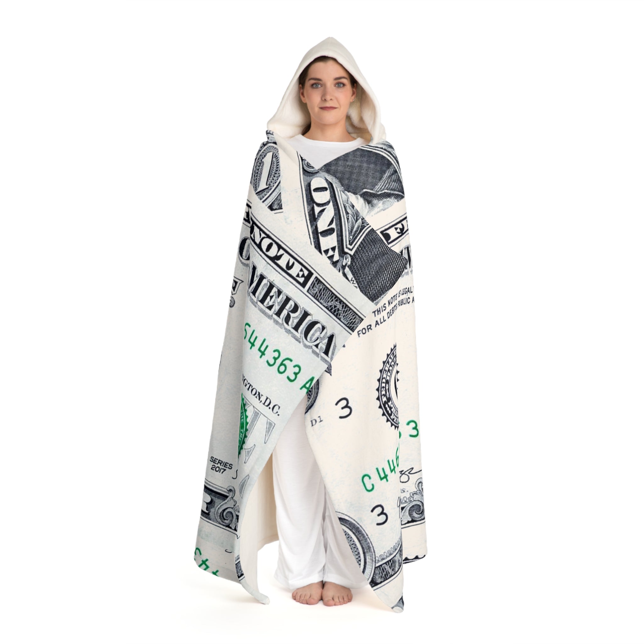 Money Collage Hooded Sherpa Fleece Blanket, Artsulli - Art is Long, Life is Short, All Over Prints, , , , , , , 