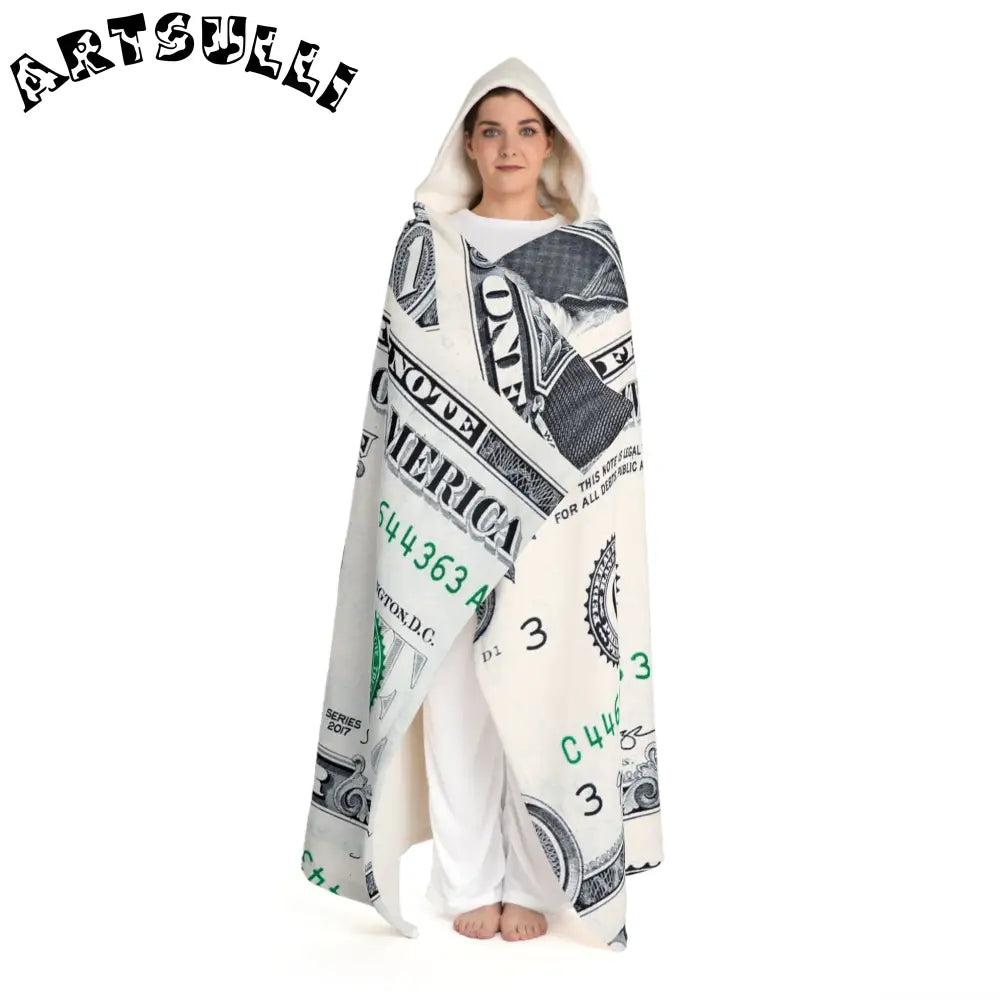 JAKKOUTTHEBXX Dollar Bill Hooded Sherpa Fleece Blanket 2025