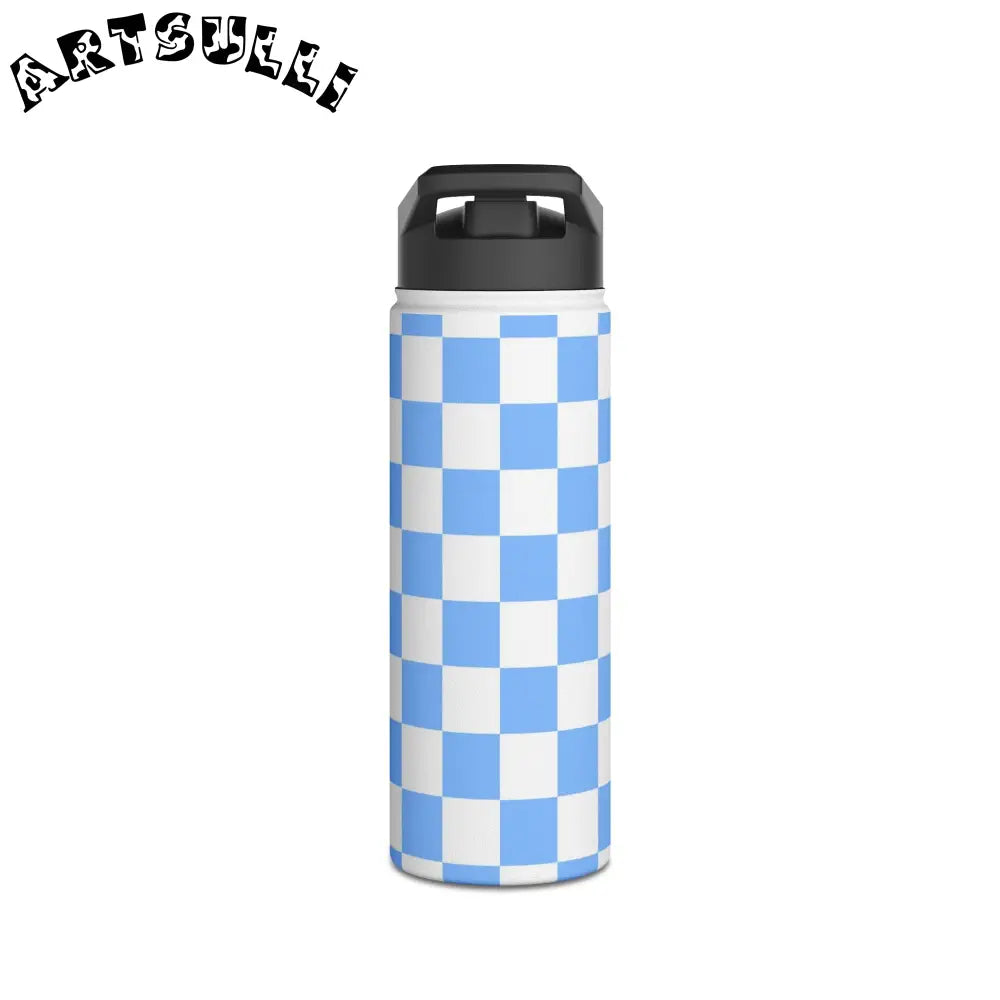 JAKKOUTTHEBXX Checkerboard White and Light Blue Stainless Steel