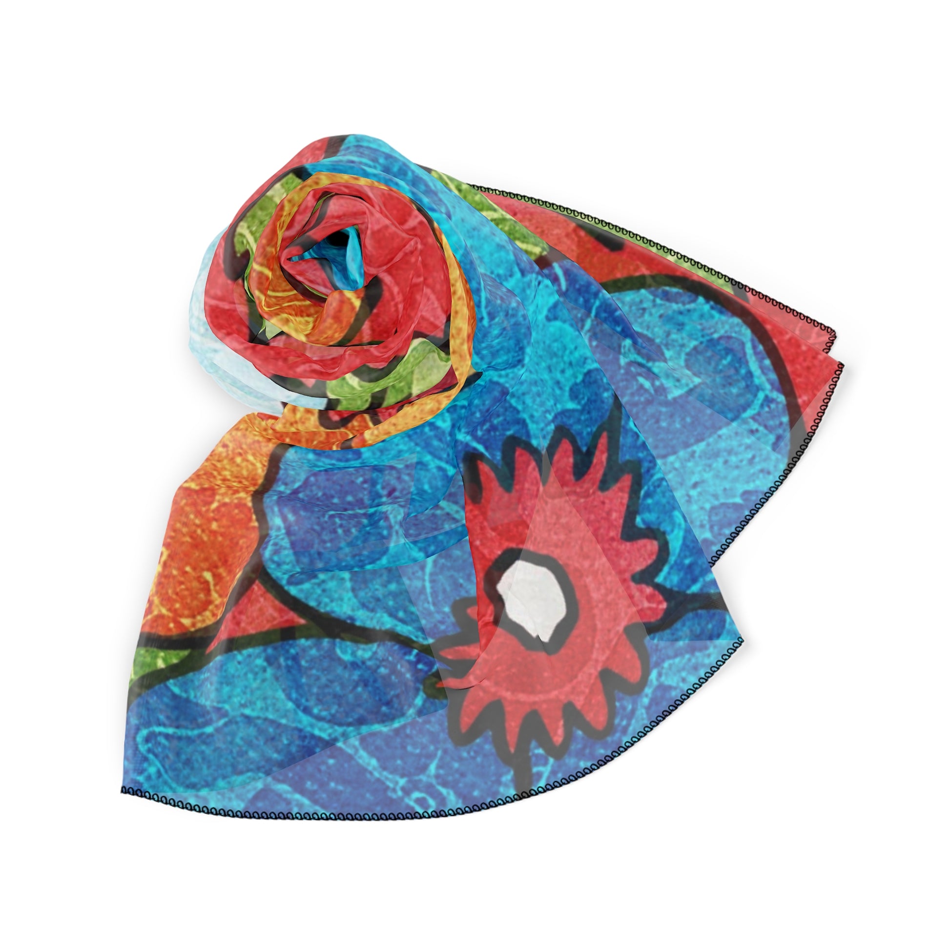 Groovy Red Floral Kl Poly Scarf, Artsulli - Art is Long, Life is Short, Accessories, , , , , , , 