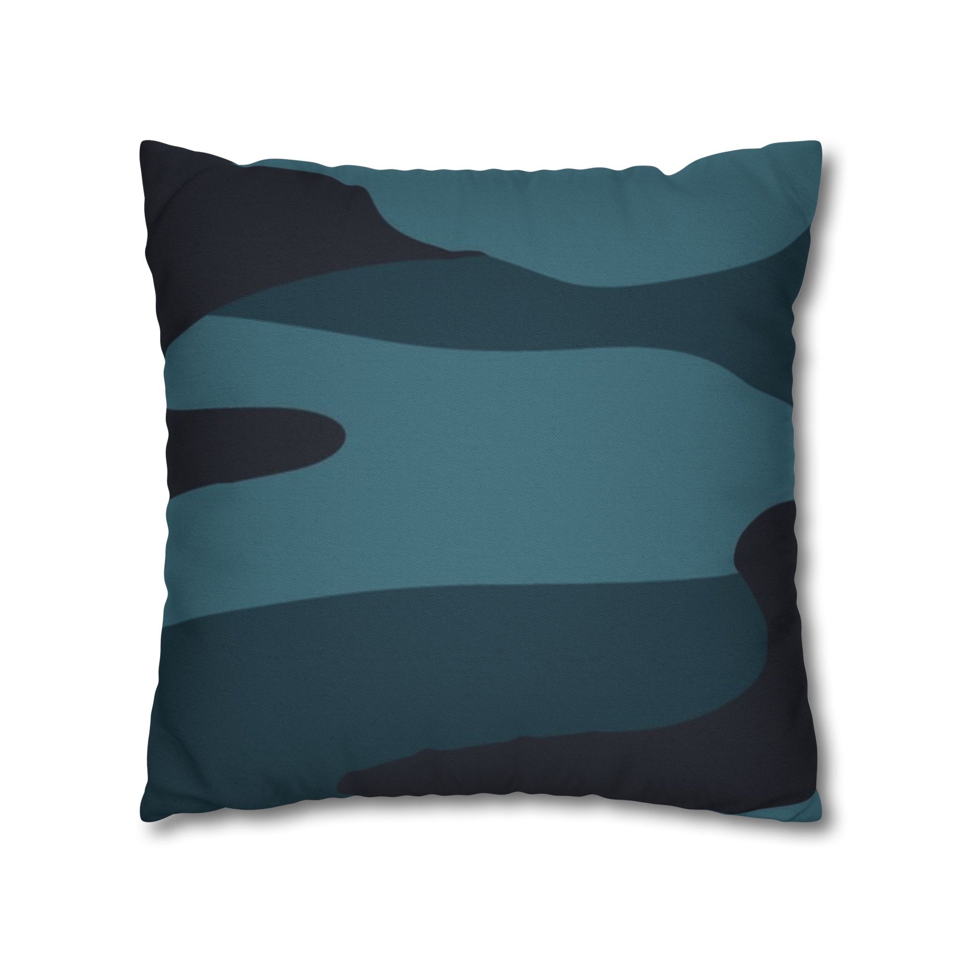 Blue Camouflage Spun Polyester Square Pillowcase, Artsulli - Art is Long, Life is Short, Home Decor, , , , , , , 