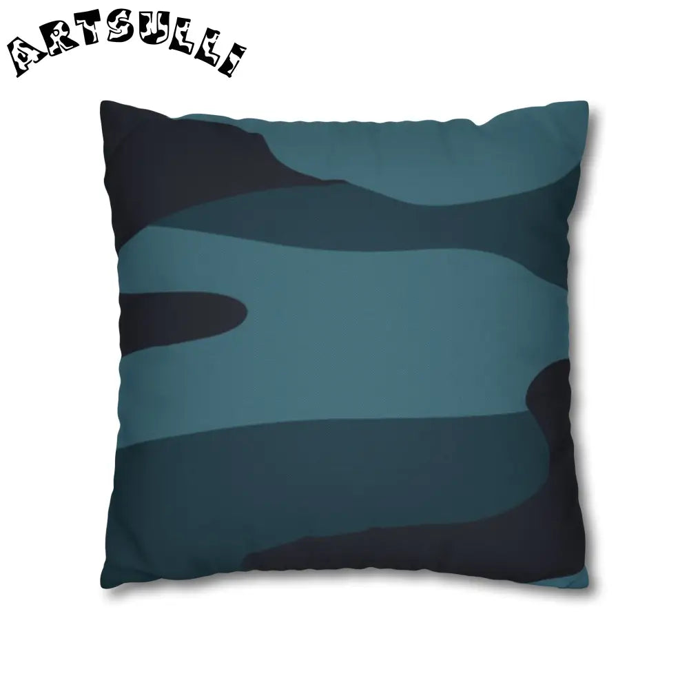 JAKKOUTTHEBXX Blue Camouflage Spun Polyester Square Pillowcase