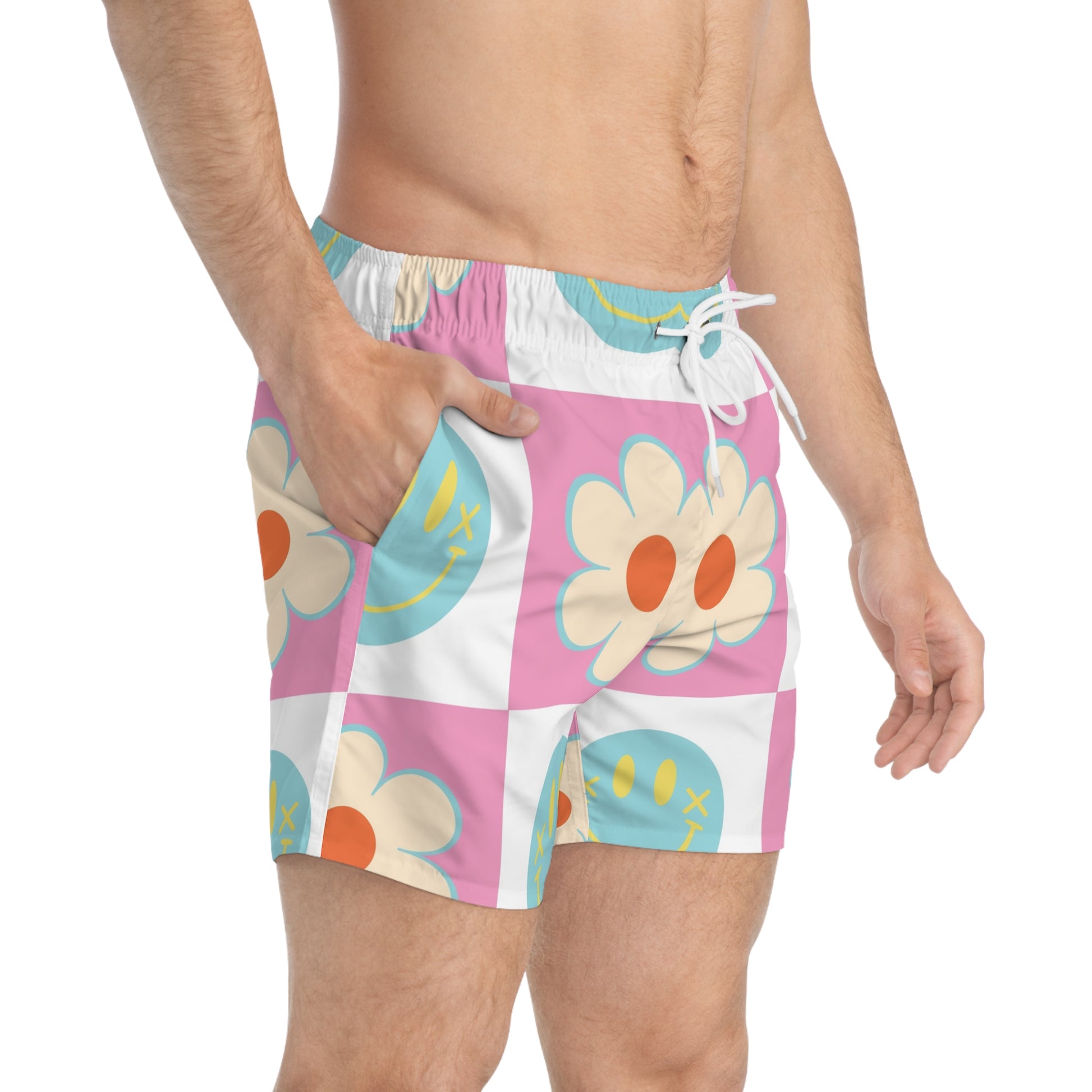 Madotsukis Grin Bloom Swim Trunks (AOP), Artsulli - Art is Long, Life is Short, All Over Prints, , , , , , , 
