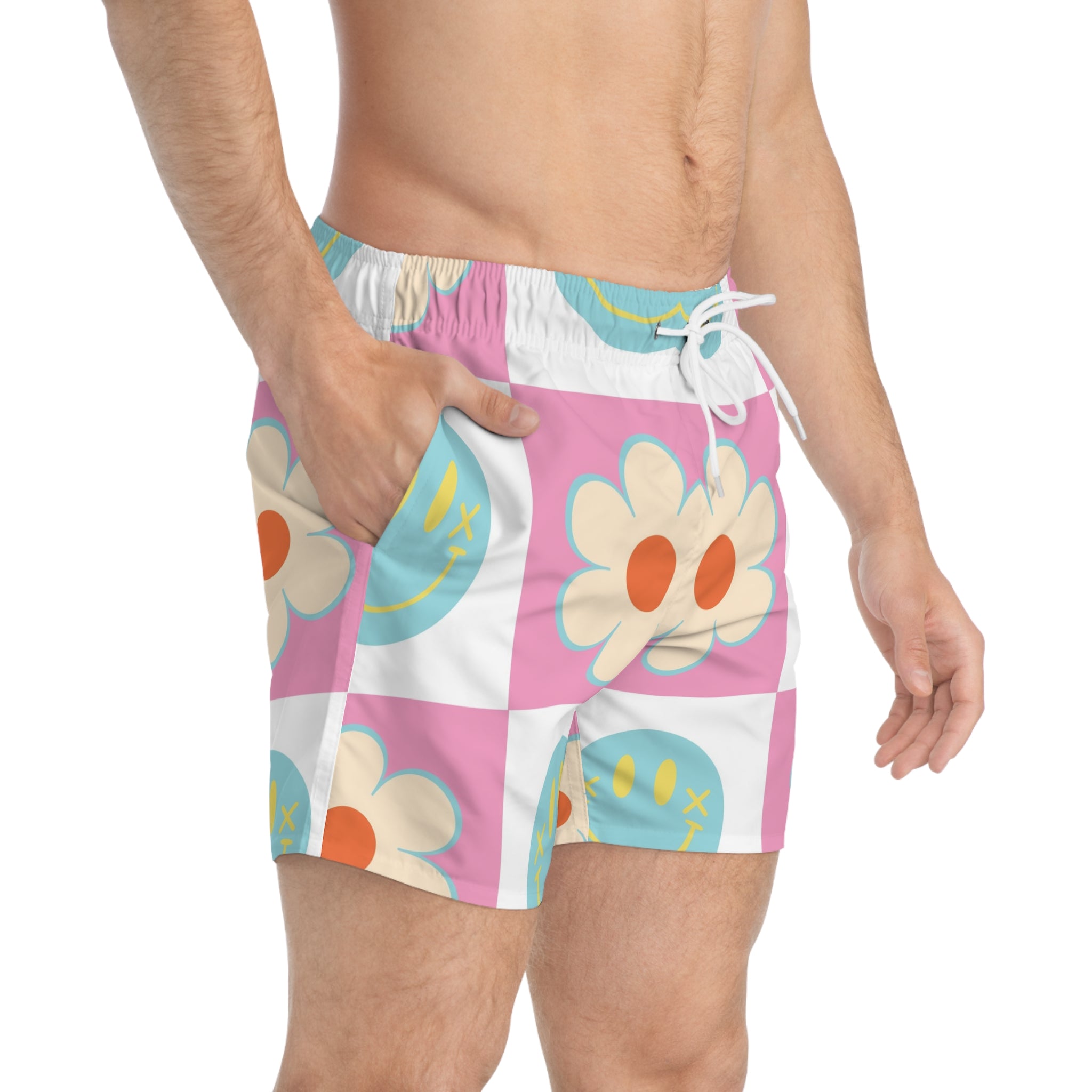 Madotsukis Grin Bloom Swim Trunks (AOP), Artsulli - Art is Long, Life is Short, All Over Prints, , , , , , , 