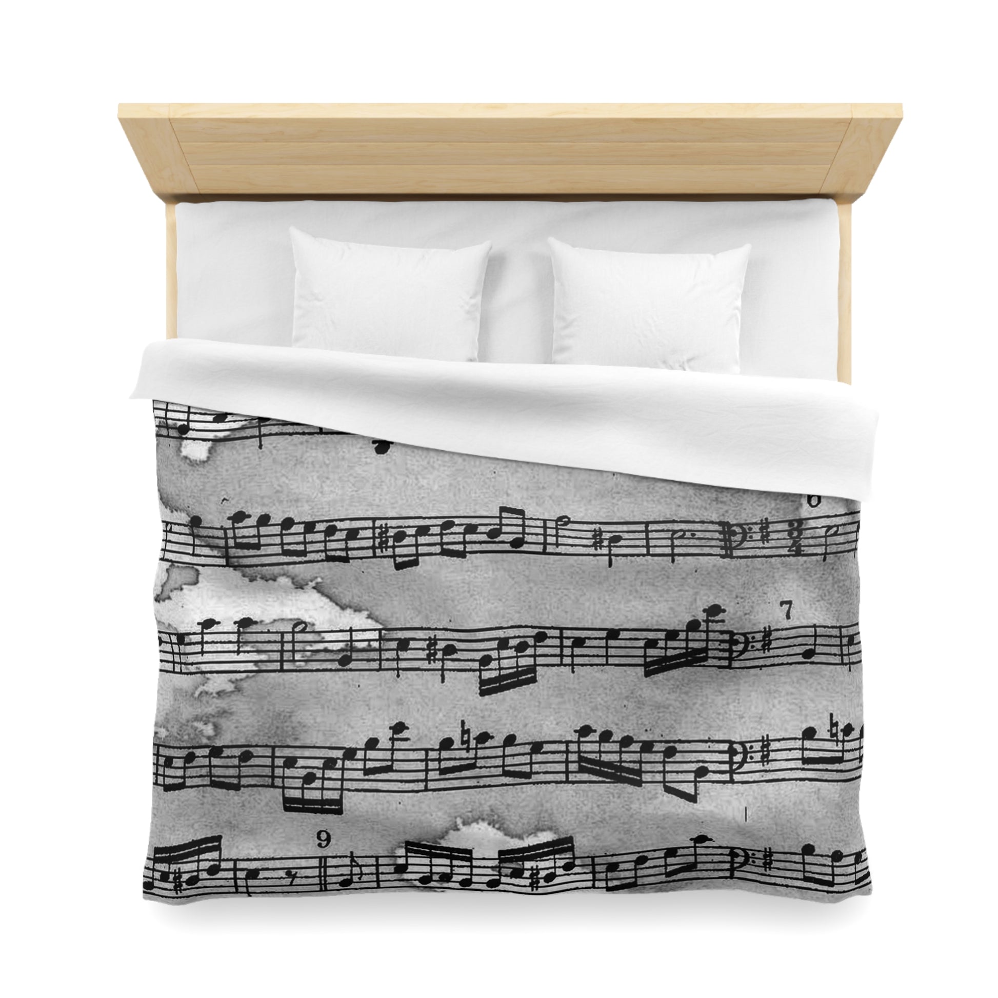Drip Spill Type Beat Sheet Music Black Microfiber Duvet Cover, Artsulli - Art is Long, Life is Short, Home Decor, , , , , , , 