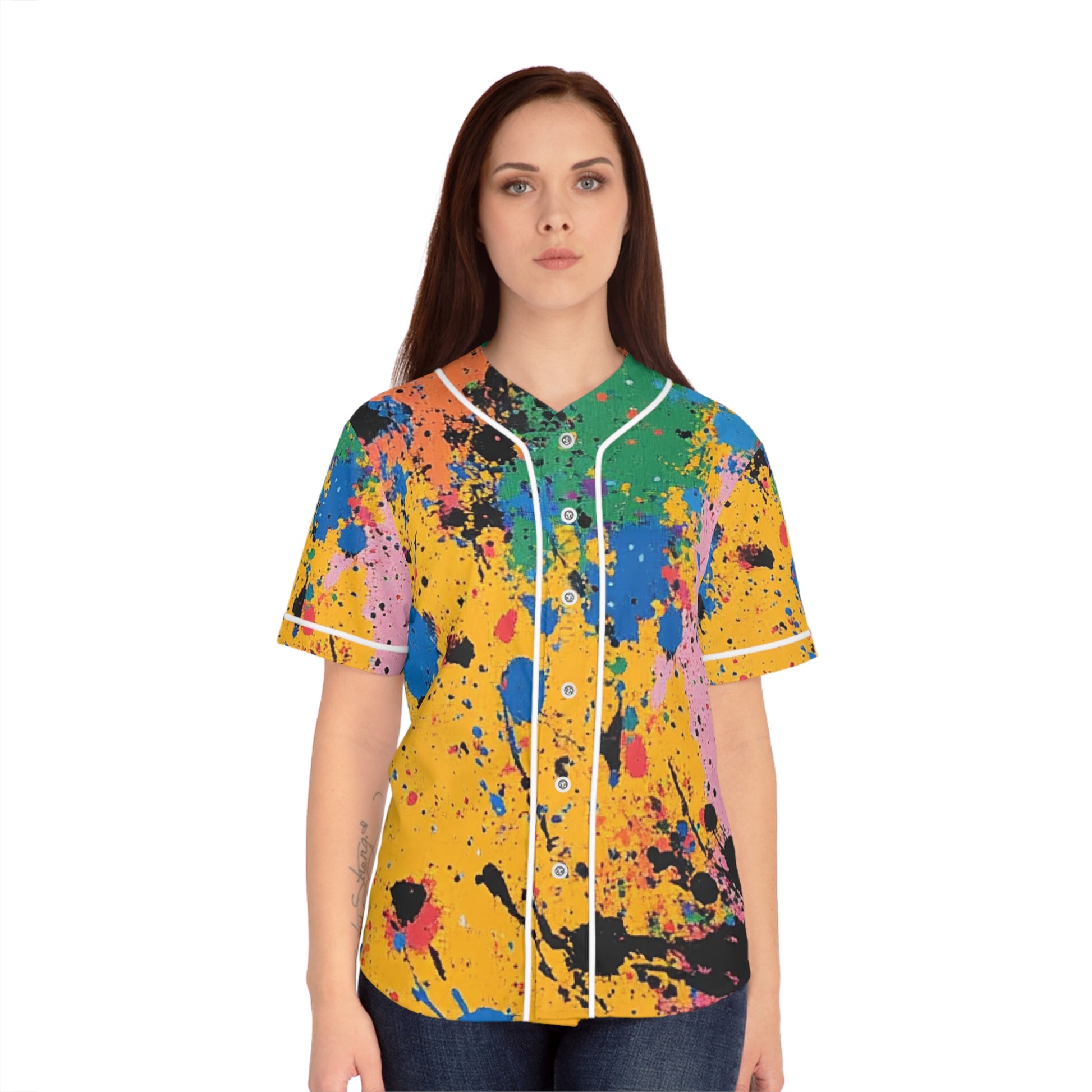 The Colors Of Paint Splatter Women's Baseball Jersey (AOP), Artsulli - Art is Long, Life is Short, All Over Prints, , , , , , , 