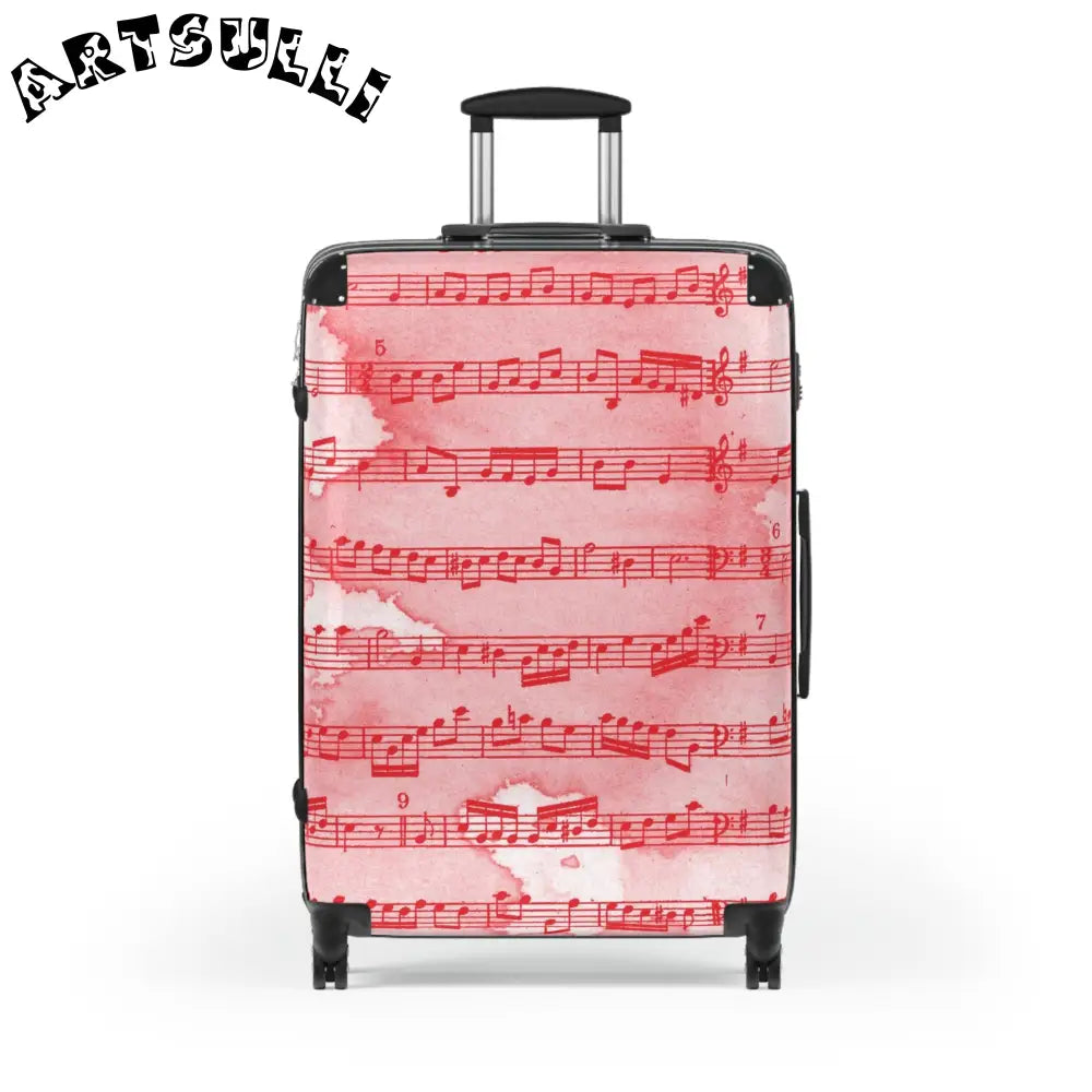 JAKKOUTTHEBXX Red Musical Note Rolling Suitcase 2025