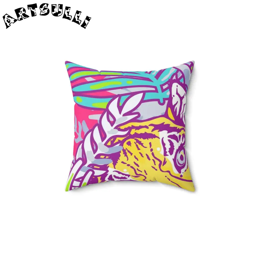 JAKKOUTTHEBXX Tropical Floral Tigers Torquise and Purple Spun