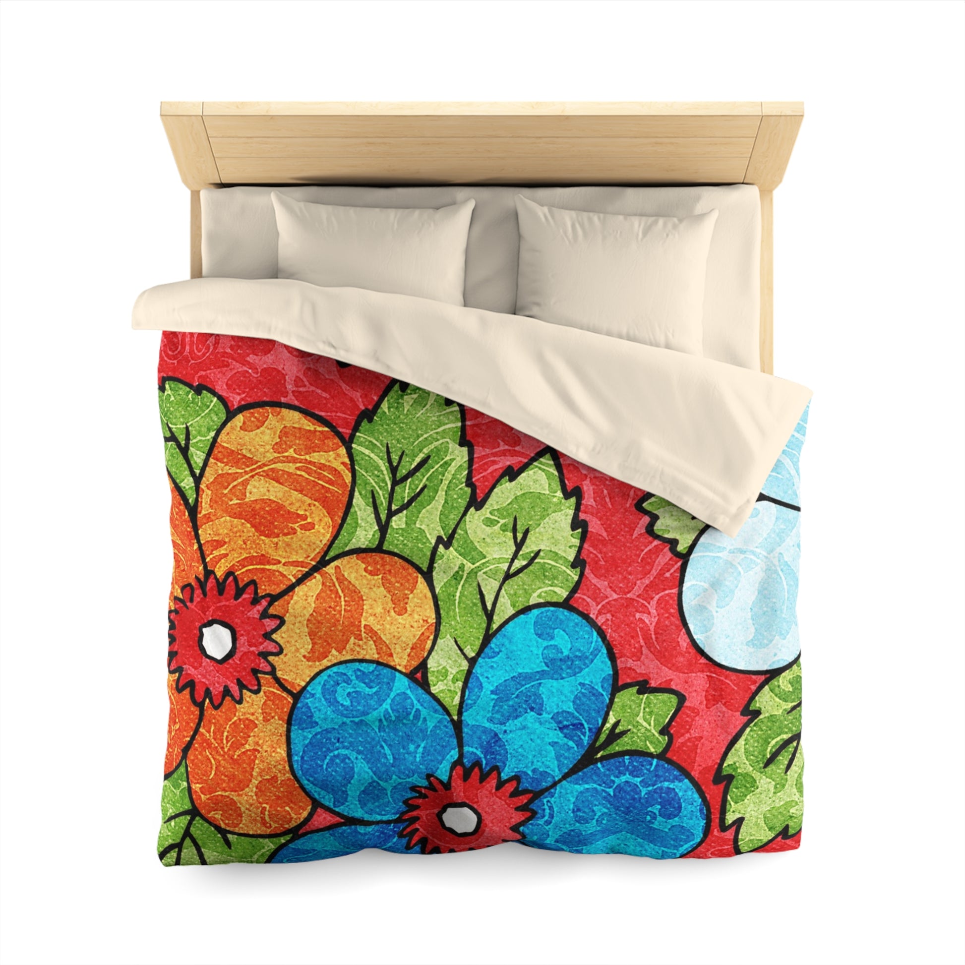 Groovy Red Floral Kl Microfiber Duvet Cover, Artsulli - Art is Long, Life is Short, Home Decor, , , , , , , 