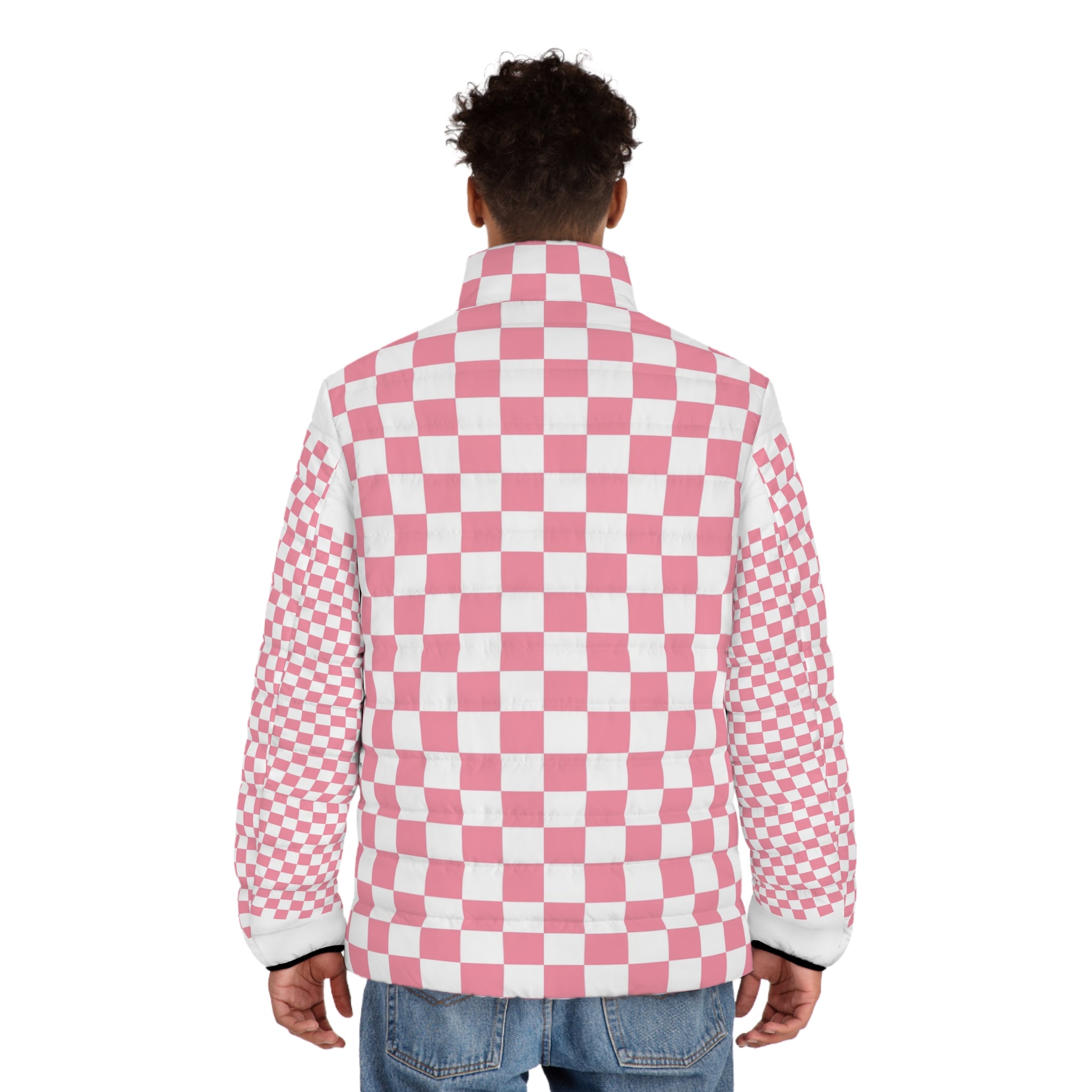 Brigandine Checkered Scene Men's Puffer Jacket (AOP)