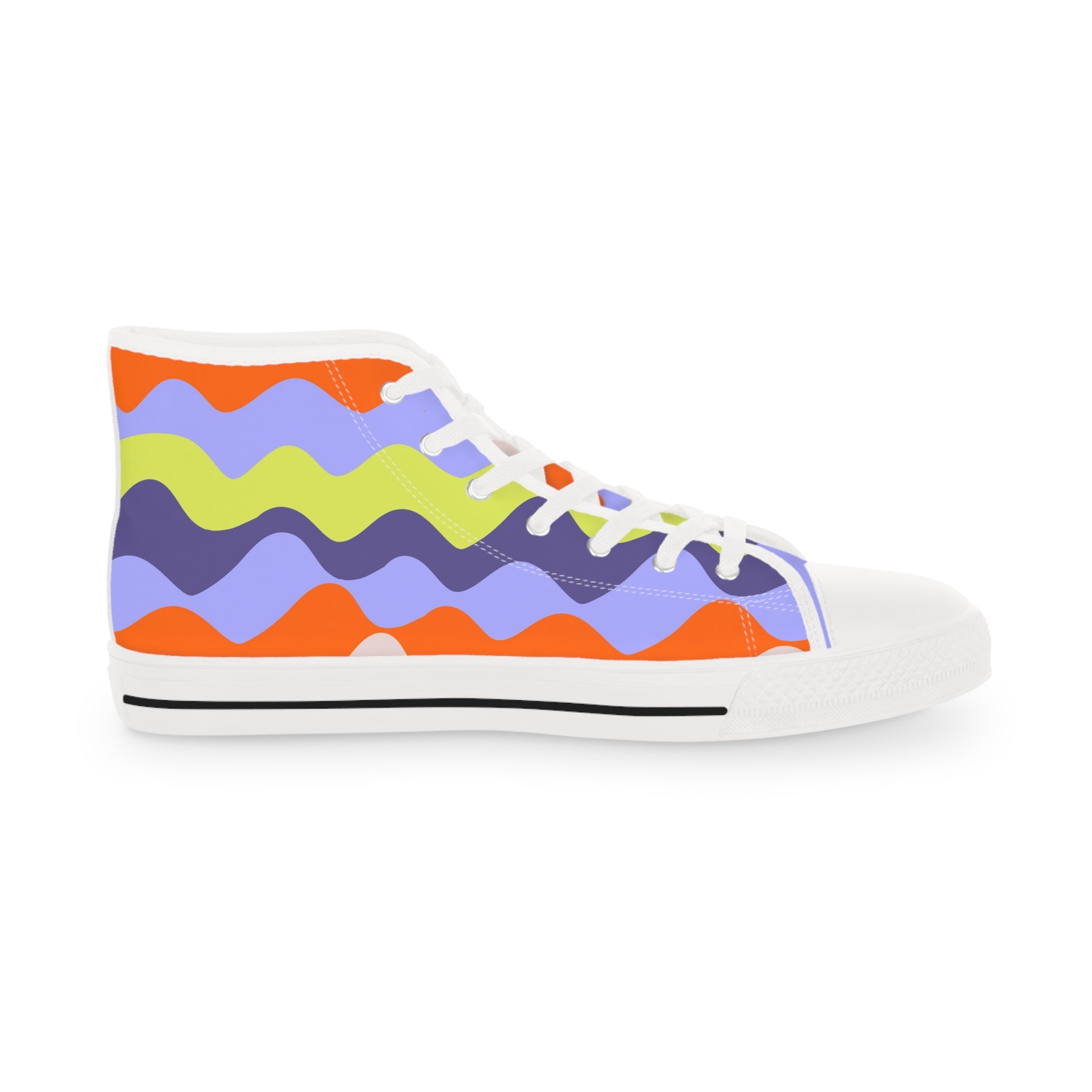 Waves II Red and Blue Men's High Top Sneakers, Artsulli - Art is Long, Life is Short, Shoes, , , , , , , 