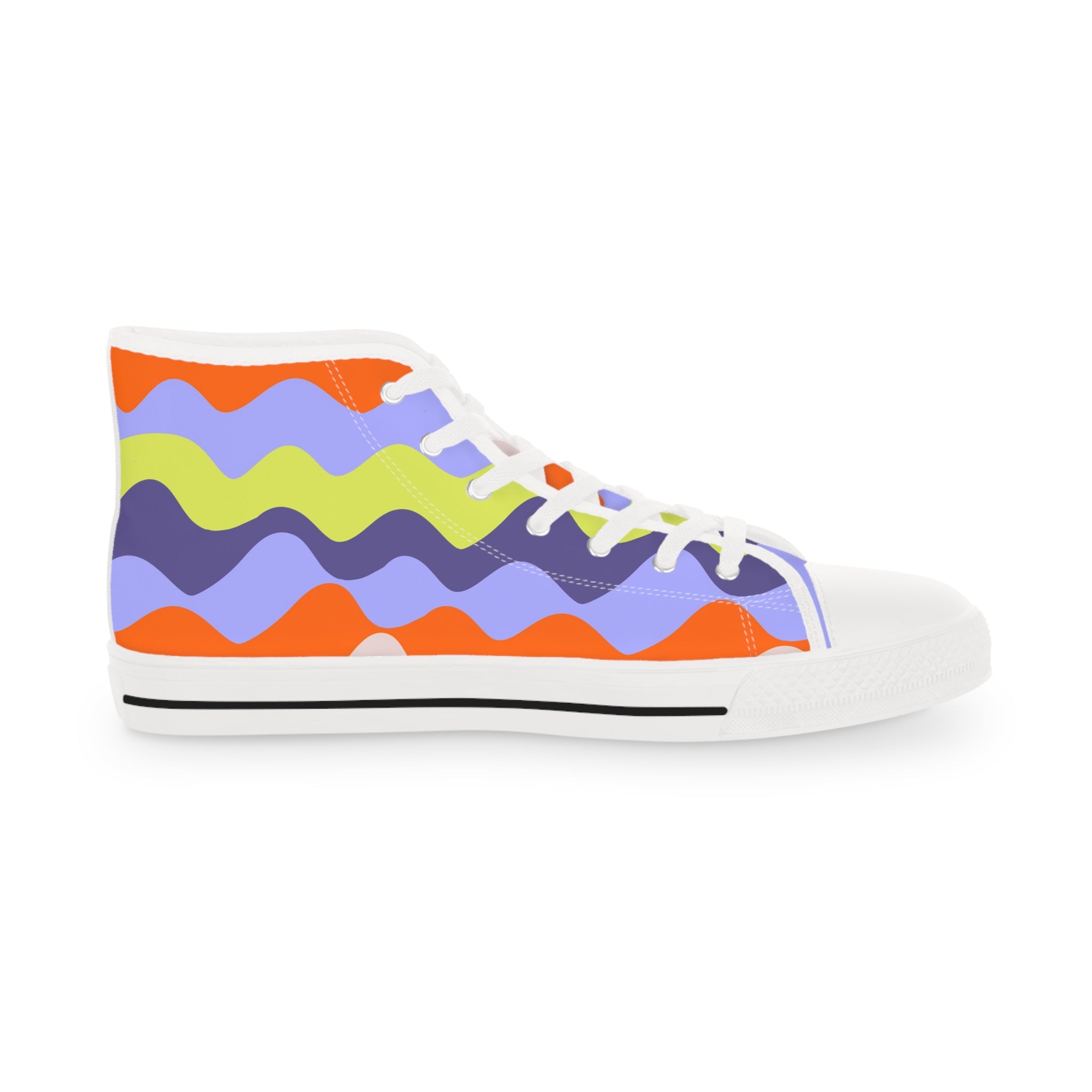 Waves II Red and Blue Men's High Top Sneakers, Artsulli - Art is Long, Life is Short, Shoes, , , , , , , 
