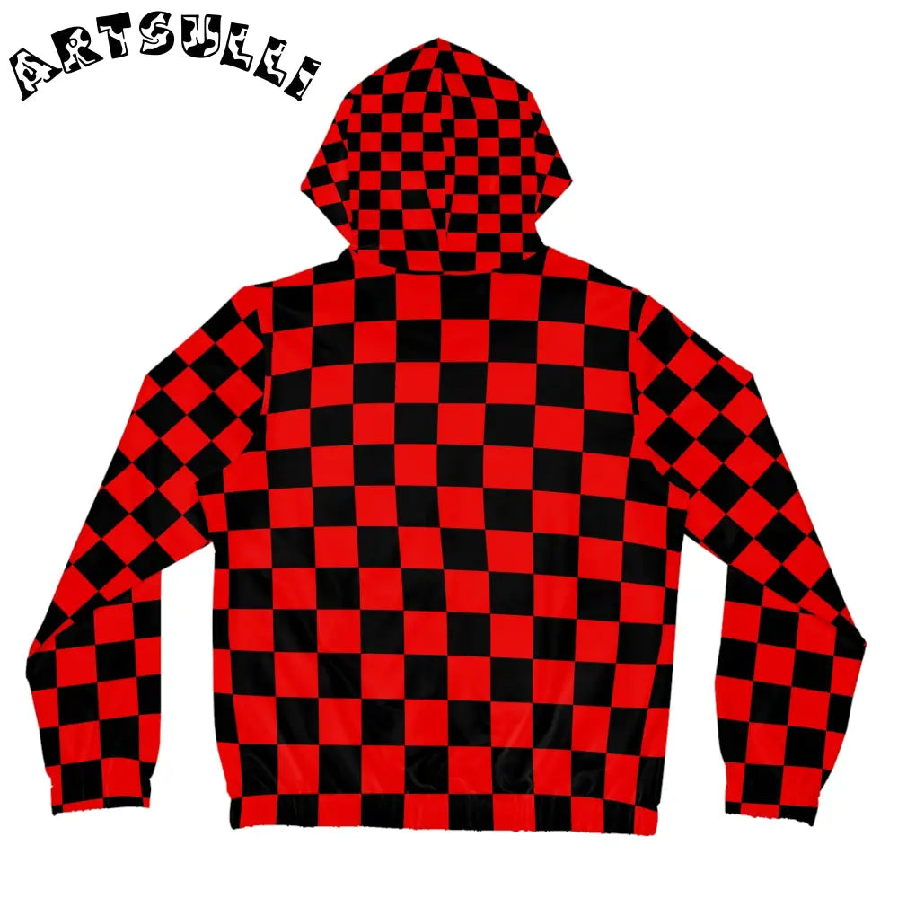 JAKKOUTTHEBXX Checkerboard Red and Black Women’s Full-Zip Hoodie