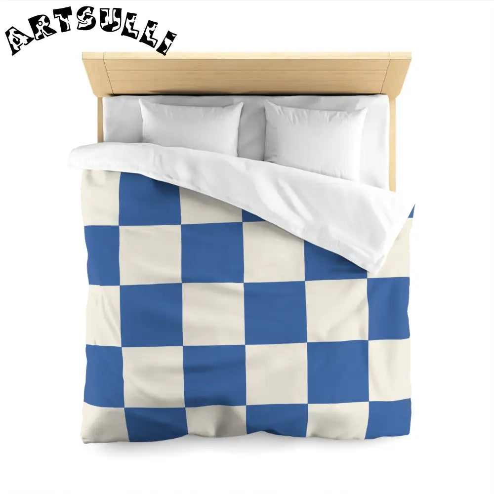 JAKKOUTTHEBXX Checkerboard Blue Microfiber Duvet Cover JAKKOUTTHEBXX