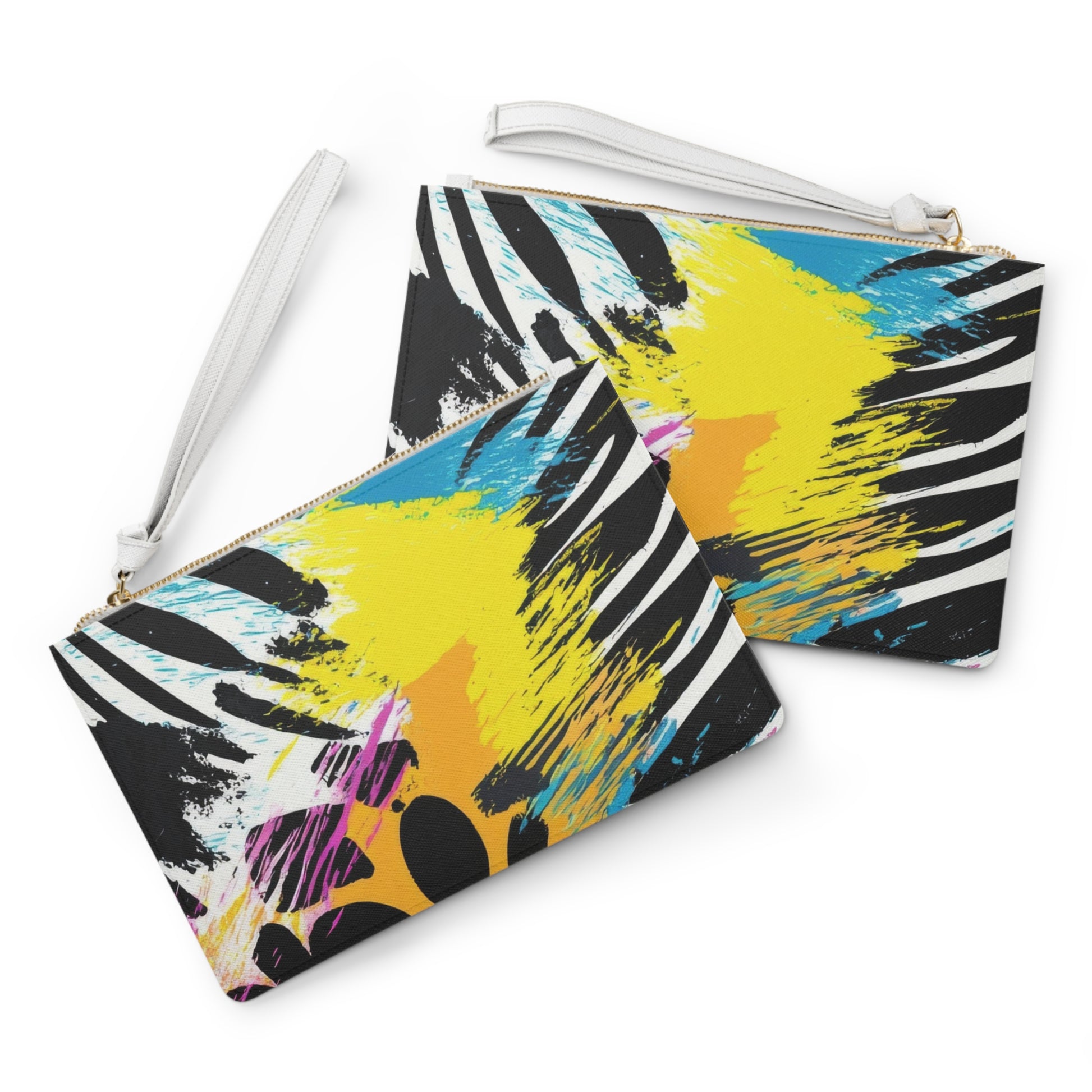 Zebra Stripes x Leopard Print x Paint Splatter Multi-Color Clutch Bag, Artsulli - Art is Long, Life is Short, Bags, , , , , , , 