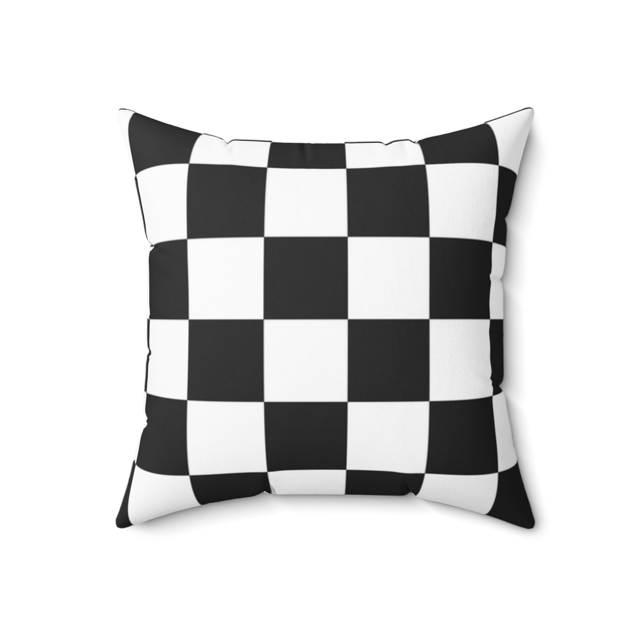 Checkerboard White and Black Spun Polyester Square Pillow, Artsulli - Art is Long, Life is Short, Home Decor, Size, 18" × 18", , , , , 15974195637952352557