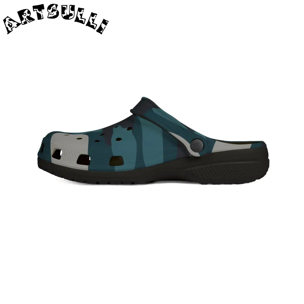JAKKOUTTHEBXX Blue Camouflage EVA Foam Rubber Shoes (AOP)