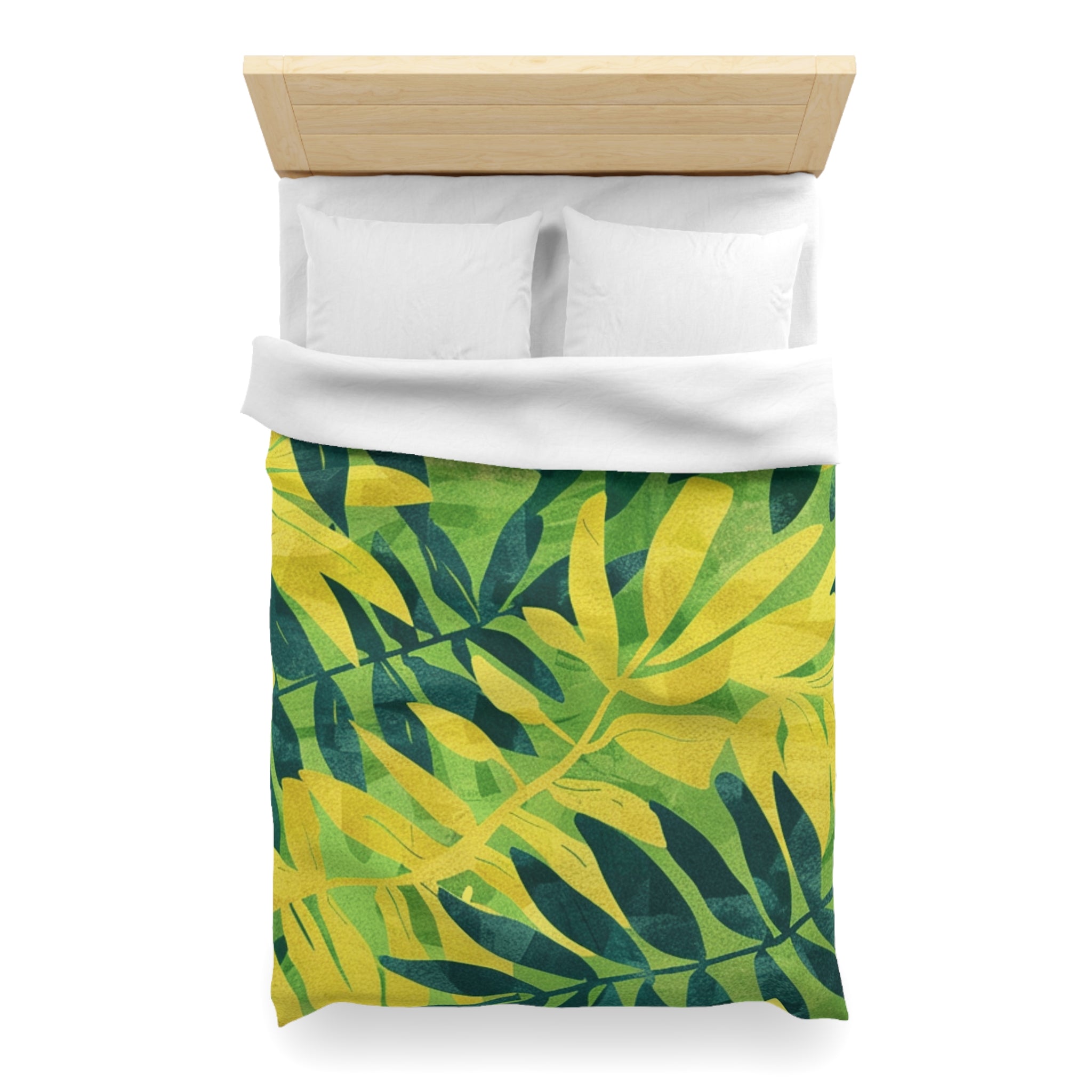 Green Leaf x Yellow Leaf x Tropical x Jungle Microfiber Duvet Cover, Artsulli - Art is Long, Life is Short, Home Decor, , , , , , , 
