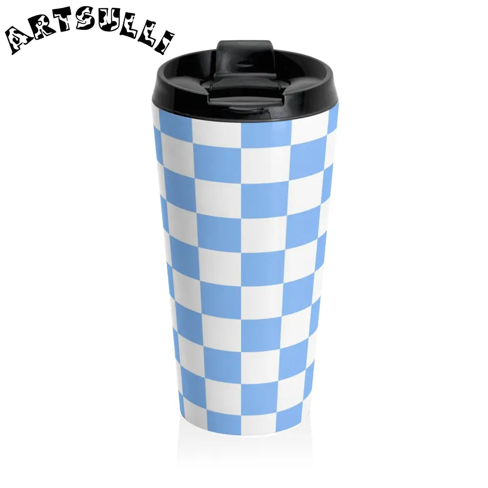 JAKKOUTTHEBXX Checkerboard White and Light Blue Stainless Steel