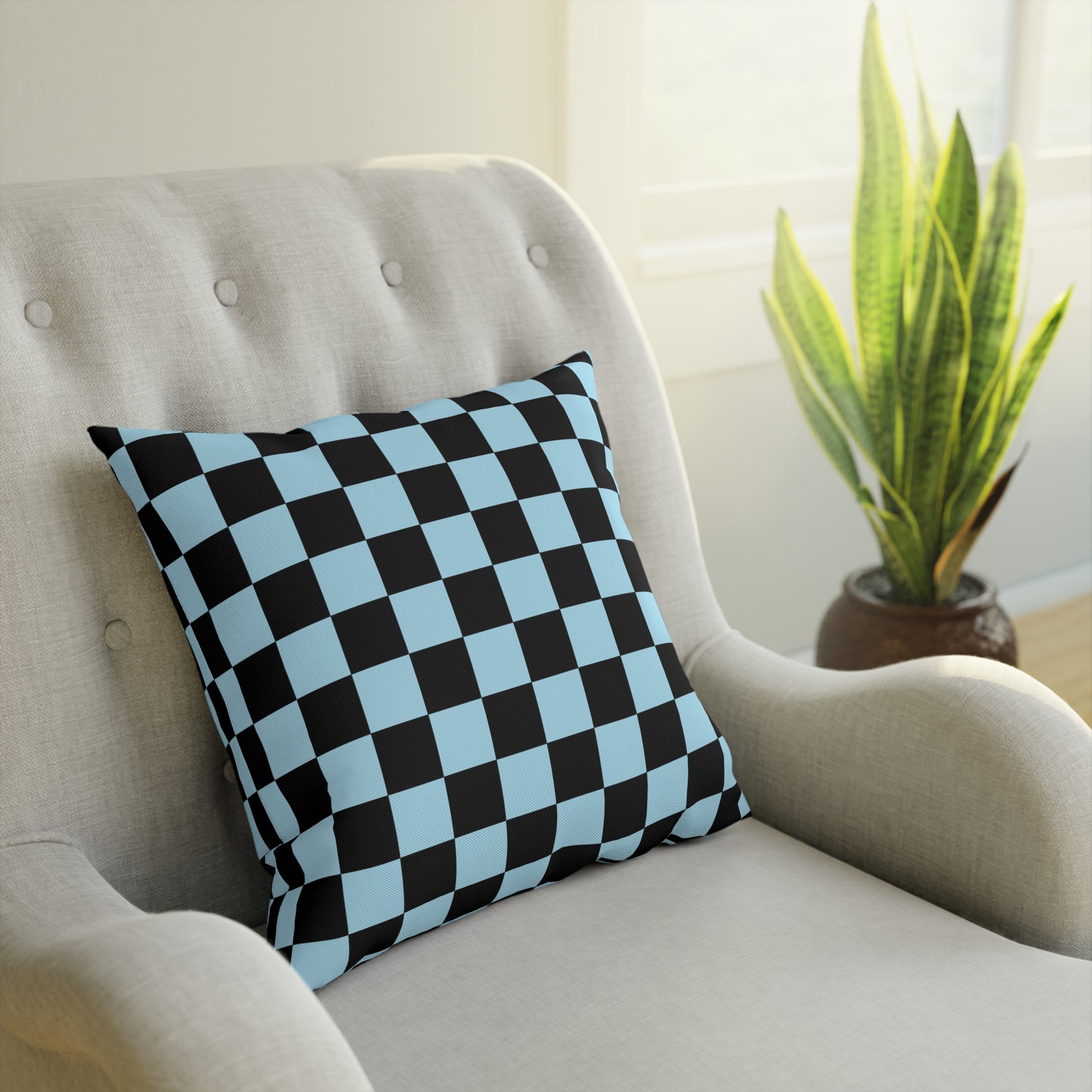 Checkerboard Black and Blue Cushion, Artsulli - Art is Long, Life is Short, Home Decor, , , , , , , 