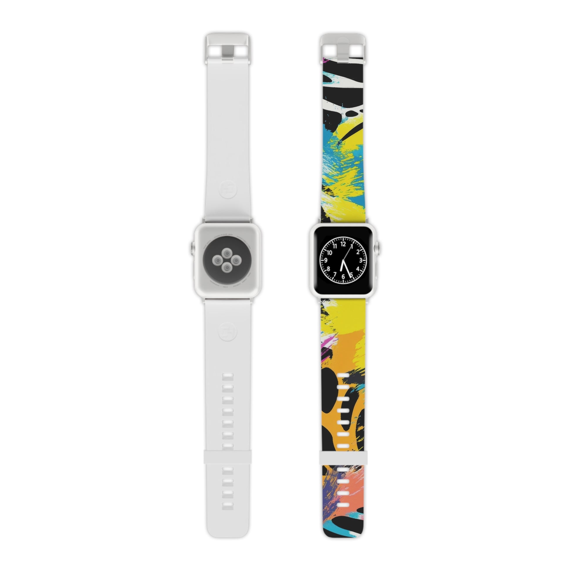 Zebra Stripes x Leopard Print x Paint Splatter Multi-Color Watch Band for Apple Watch, Artsulli - Art is Long, Life is Short, Accessories, Size, 8'' × 0.75'' / 42 - 44 mm, Color, Silver, , , 17926670275310