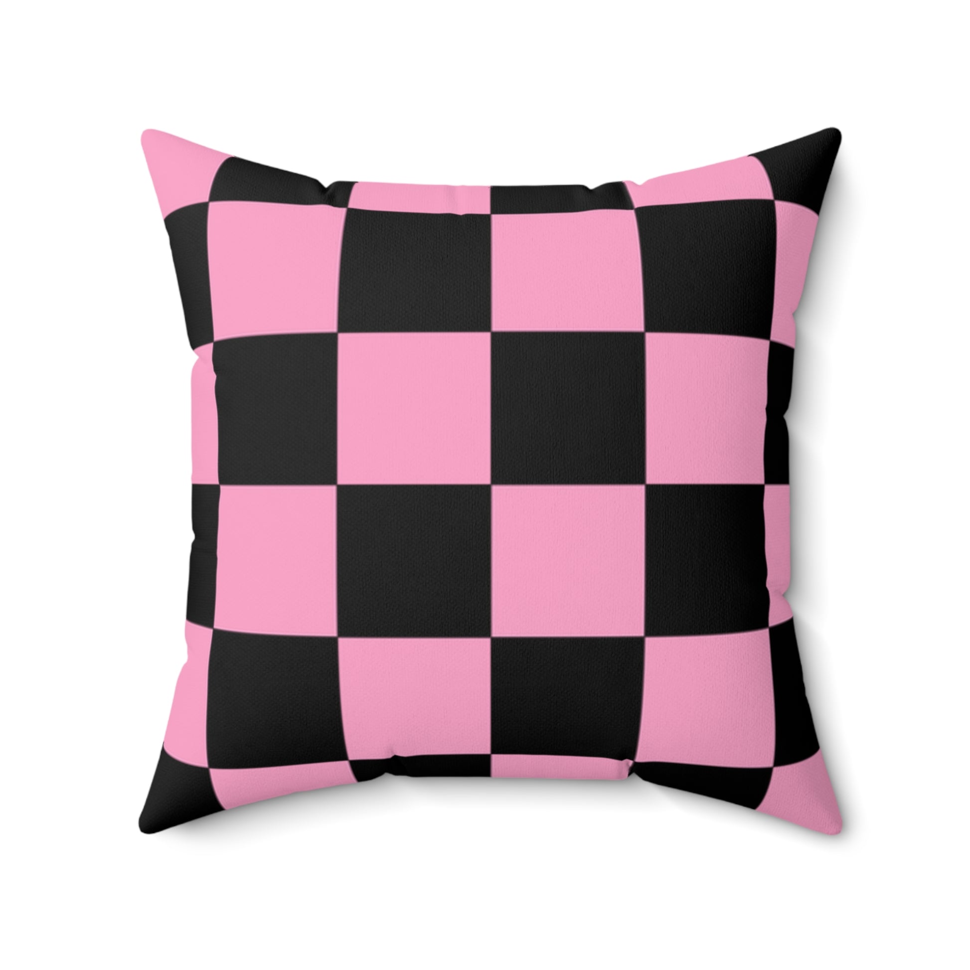 Checkerboard Black and Pink Spun Polyester Square Pillow, Artsulli - Art is Long, Life is Short, Home Decor, , , , , , , 