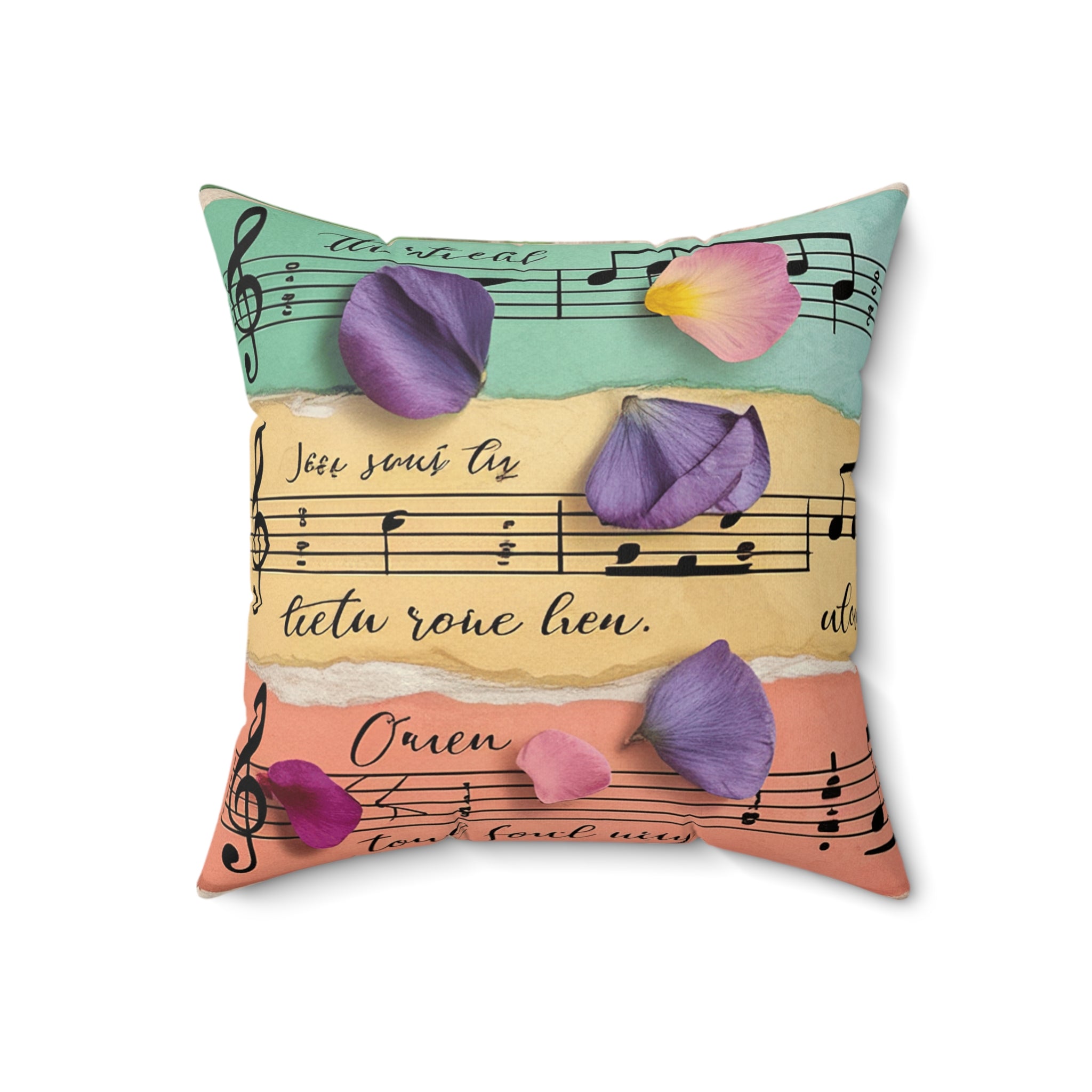 Torn Type Beat Sheet Music Multi-Color Spun Polyester Square Pillow, Artsulli - Art is Long, Life is Short, Home Decor, Size, 18" × 18", , , , , 28916170214061041547