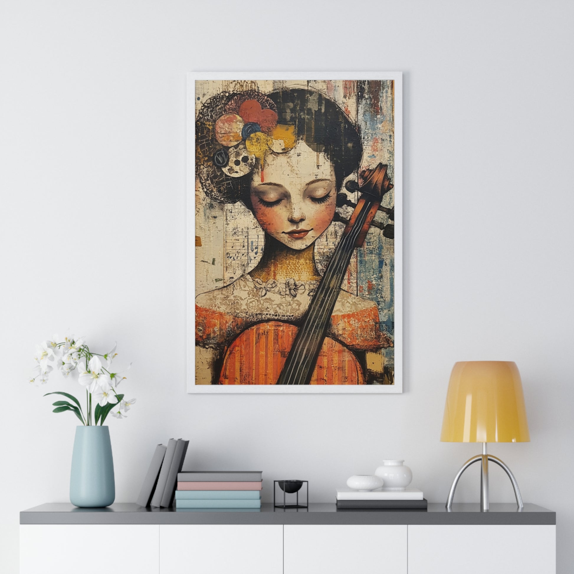 Girl With A Violin Vertical Framed Poster, Artsulli - Art is Long, Life is Short, Poster, , , , , , , 