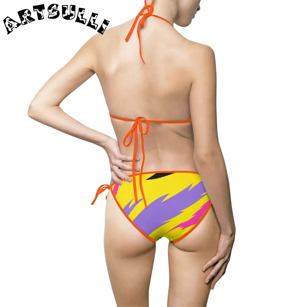 JAKKOUTTHEBXX Illustration Printed Bikini Swimsuit in Muted Pastel Colors 2025