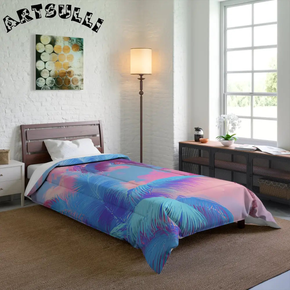 JAKKOUTTHEBXX Ethereal Pastel Palms Comforter JAKKOUTTHEBXX Artsulli