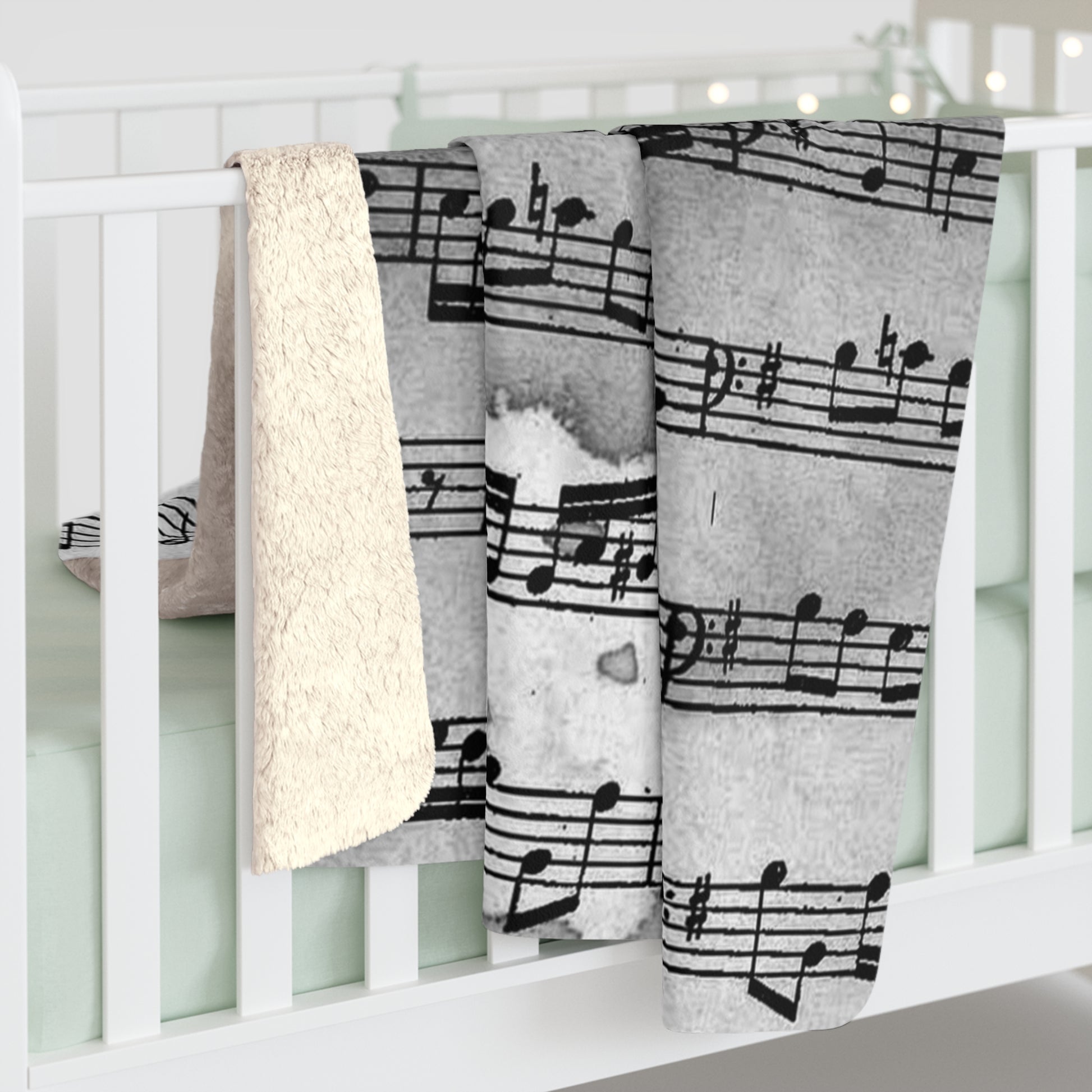 Drip Spill Type Beat Sheet Music Black Sherpa Fleece Blanket, Artsulli - Art is Long, Life is Short, Home Decor, , , , , , , 