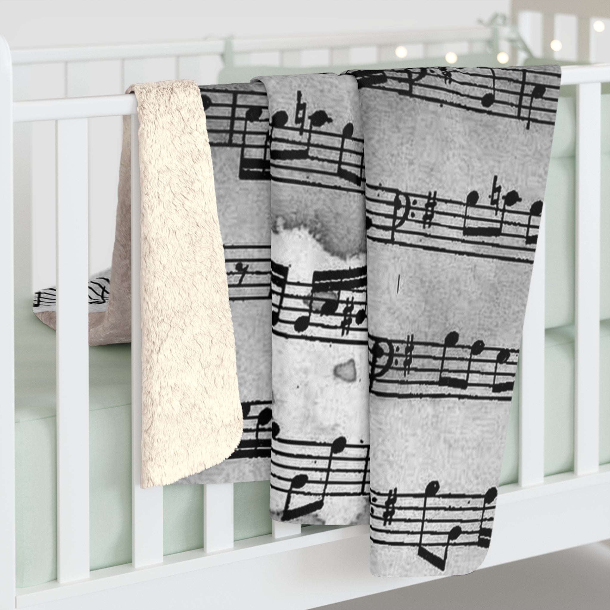 Drip Spill Type Beat Sheet Music Black Sherpa Fleece Blanket, Artsulli - Art is Long, Life is Short, Home Decor, , , , , , , 