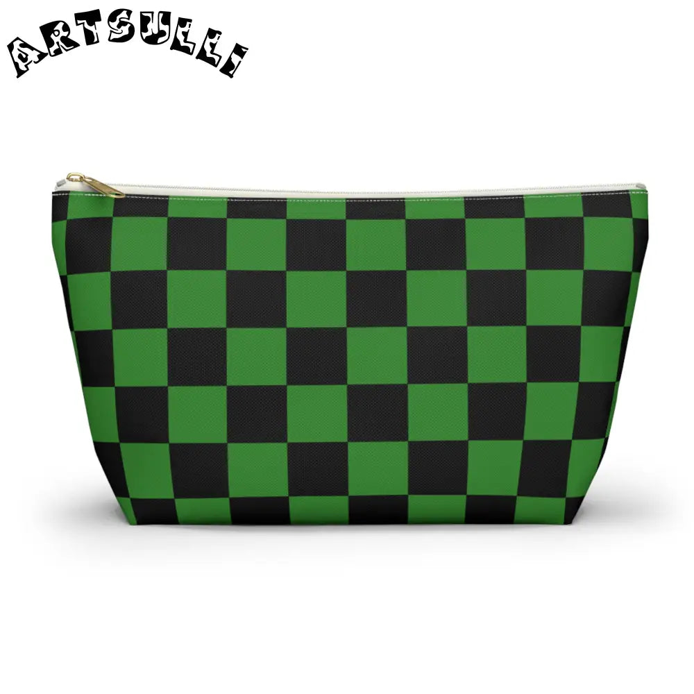 JAKKOUTTHEBXX Checkerboard Green and Black Accessory Pouch w