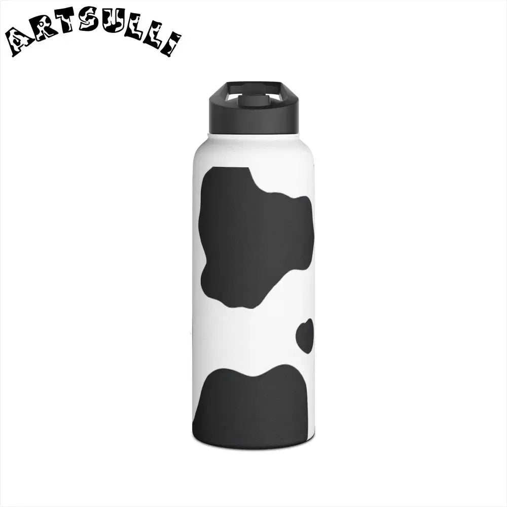 JAKKOUTTHEBXX Stainless Steel Cow Print Water Bottle with Flip Top