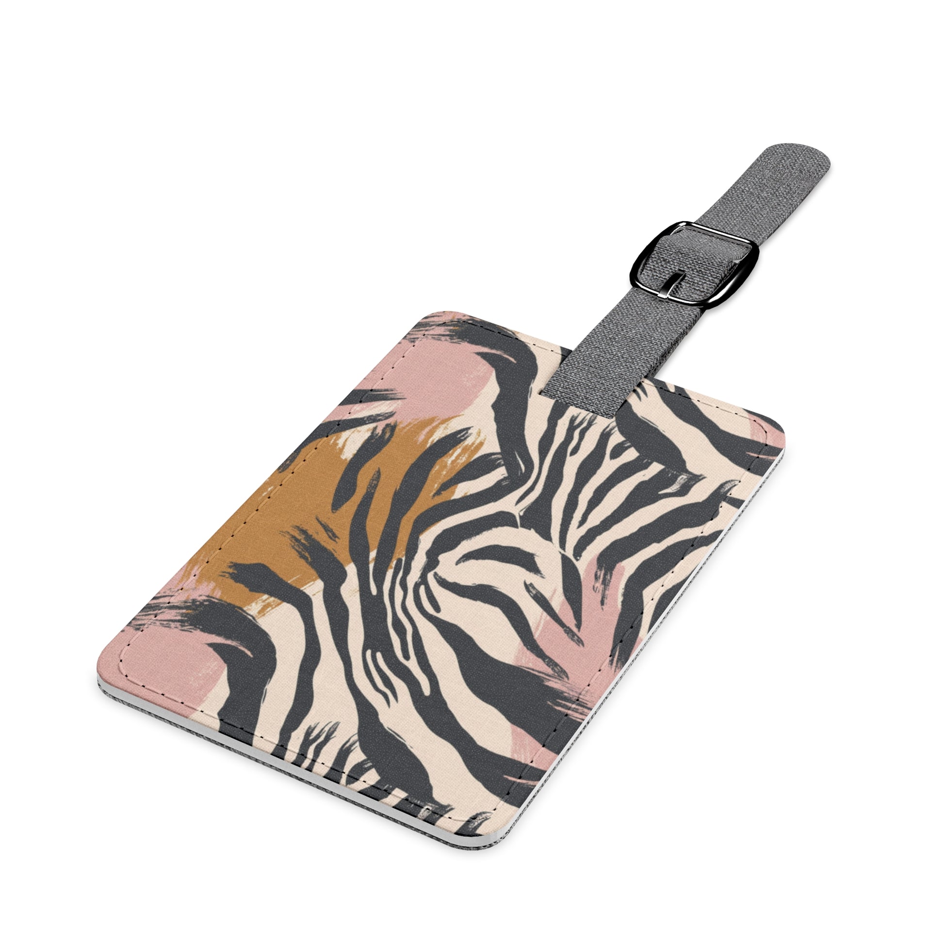 Beige Zebra Jungle Flats Saffiano Polyester Luggage Tag, Rectangle, Artsulli - Art is Long, Life is Short, Accessories, , , , , , , 