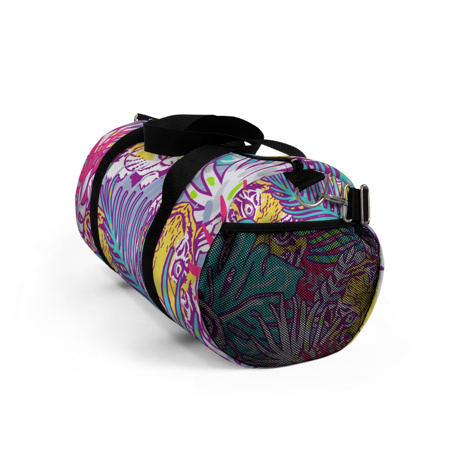 Tropical Floral Tigers Torquise and Purple Duffel Bag, Artsulli - Art is Long, Life is Short, Bags, , , , , , , 