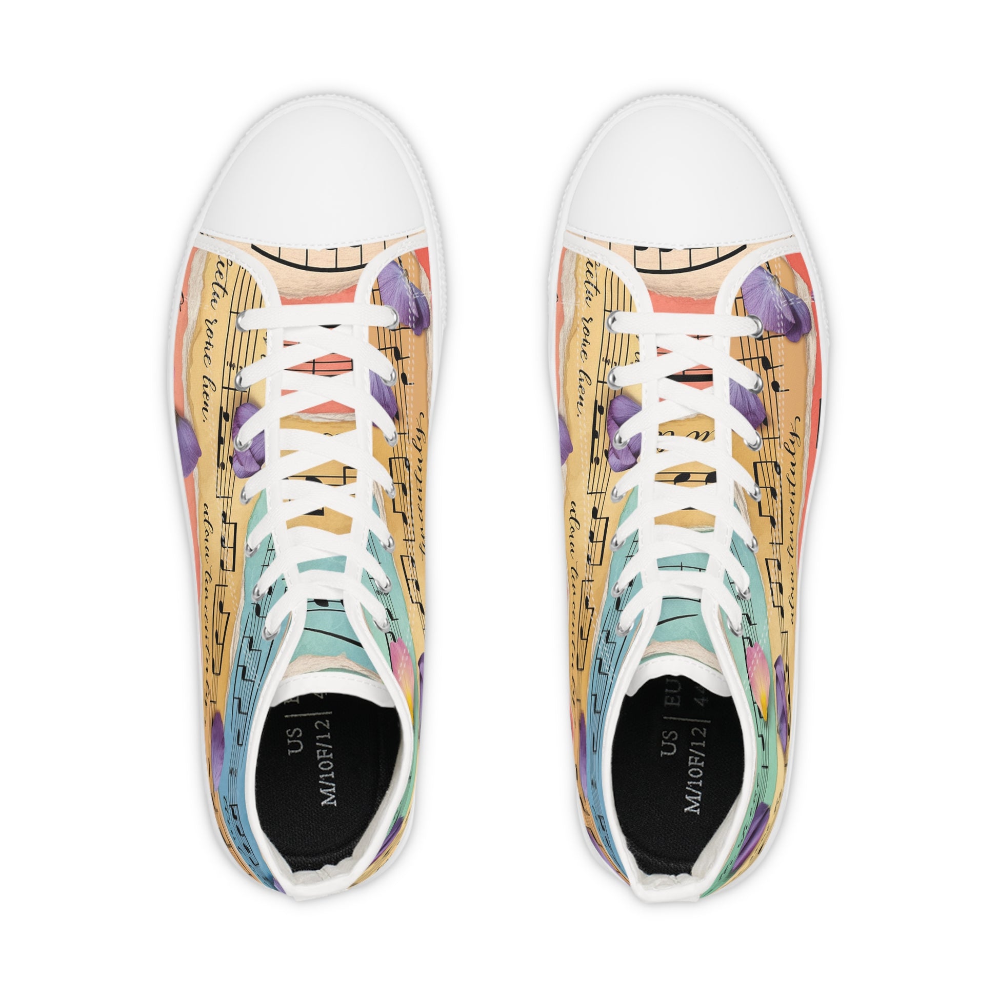 Torn Type Beat Sheet Music Multi-Color Men's High Top Sneakers, Artsulli - Art is Long, Life is Short, Shoes, , , , , , , 