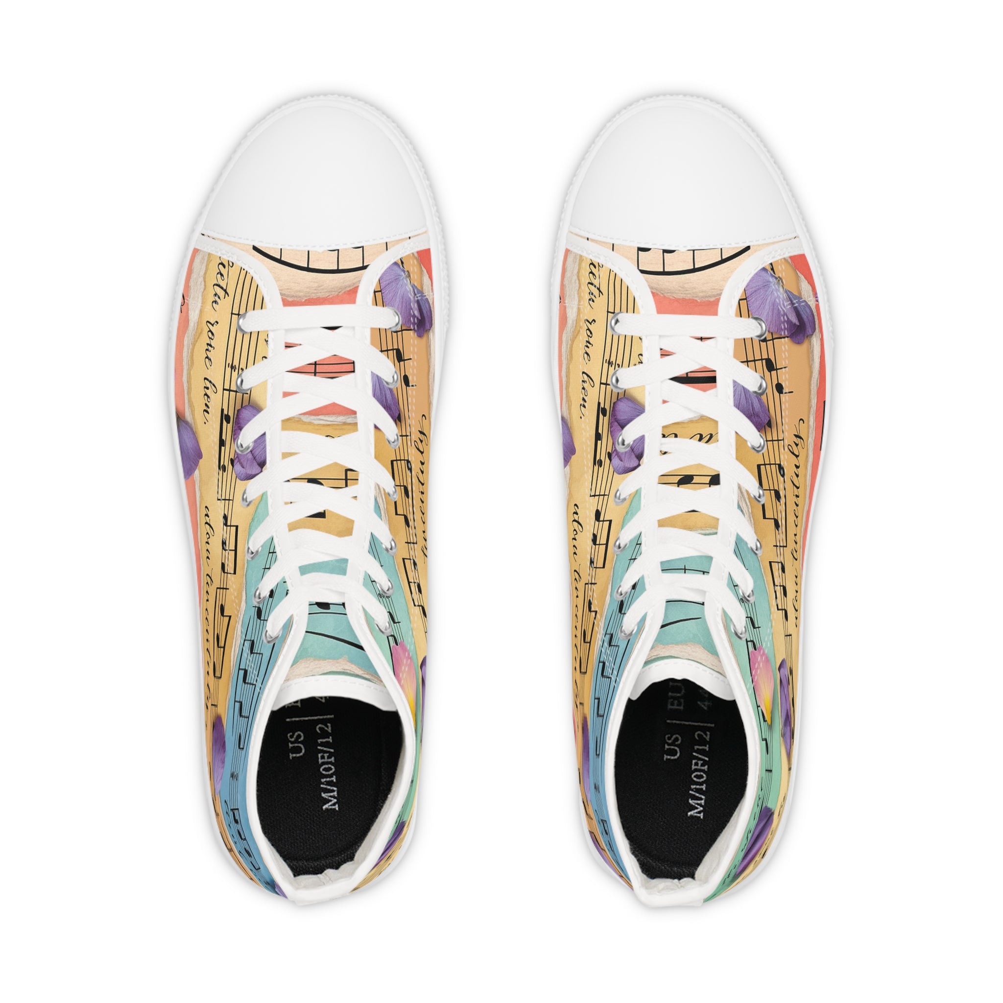 Torn Type Beat Sheet Music Multi-Color Men's High Top Sneakers, Artsulli - Art is Long, Life is Short, Shoes, , , , , , , 