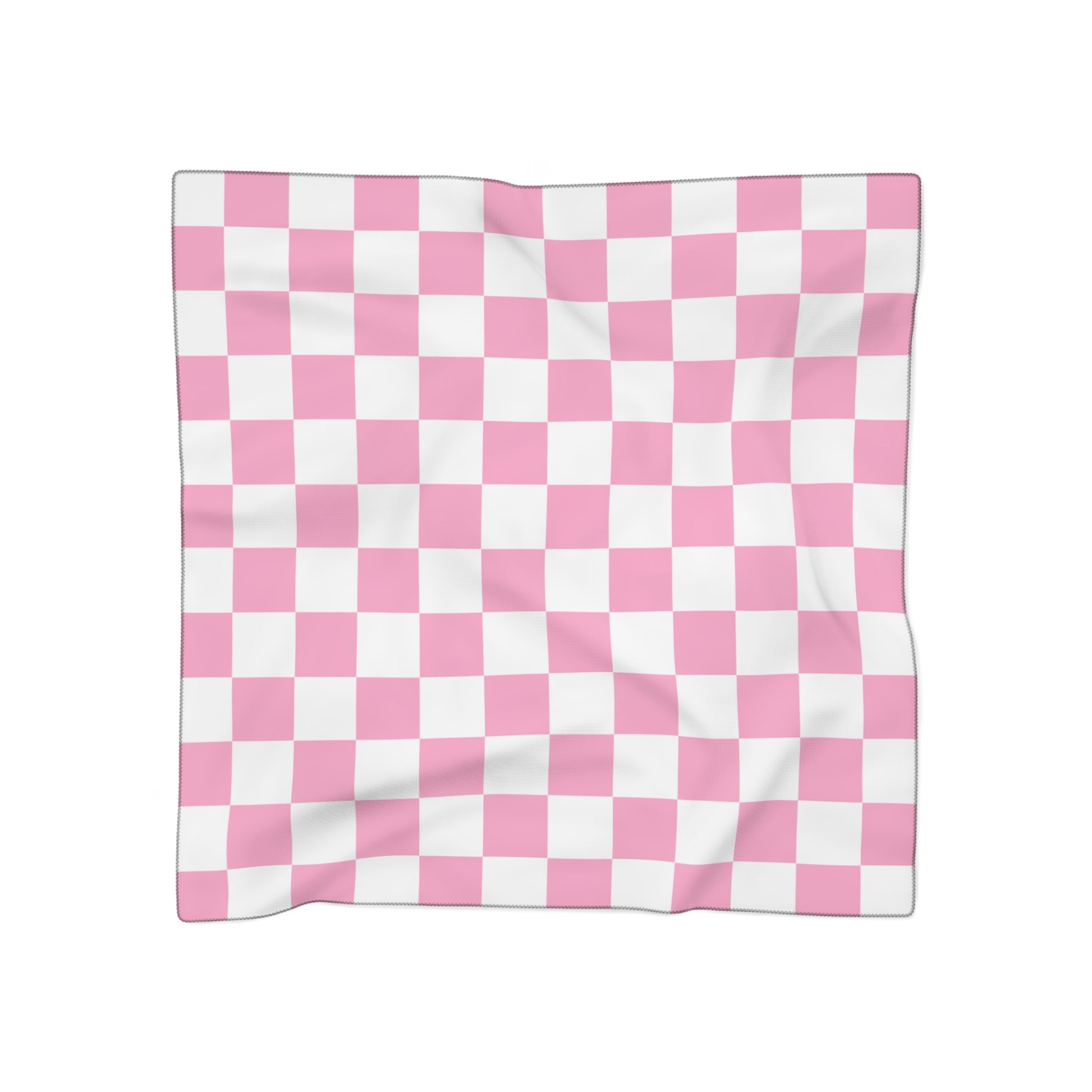 Checkerboard Hot Pink and White Poly Scarf, Artsulli - Art is Long, Life is Short, Accessories, Color, Poly voile, Size, 25" × 25", , , 25170211820193147173