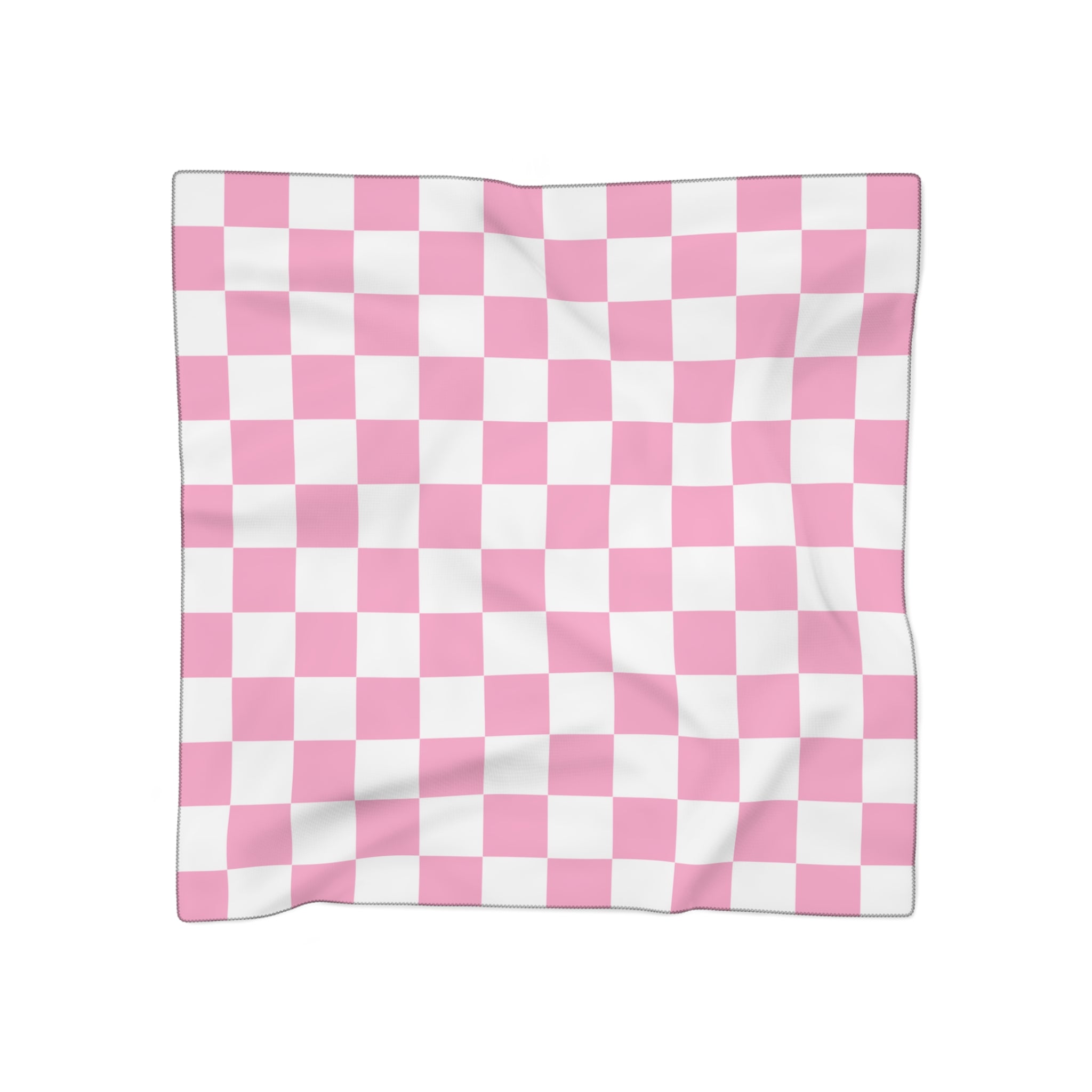 Checkerboard Hot Pink and White Poly Scarf, Artsulli - Art is Long, Life is Short, Accessories, Color, Poly chiffon, Size, 25" × 25", , , 19206194468341660354