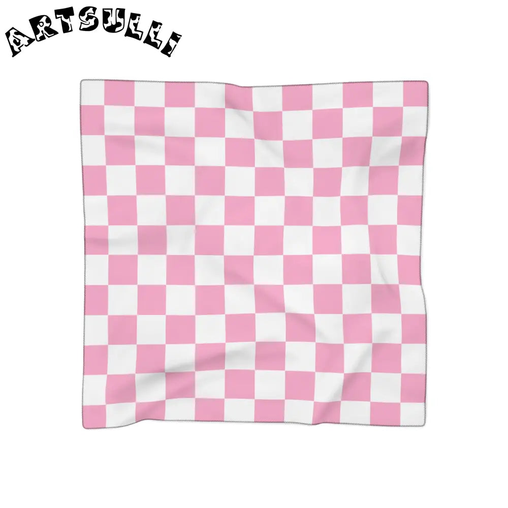 JAKKOUTTHEBXX Checkerboard Hot Pink and White Poly Scarf