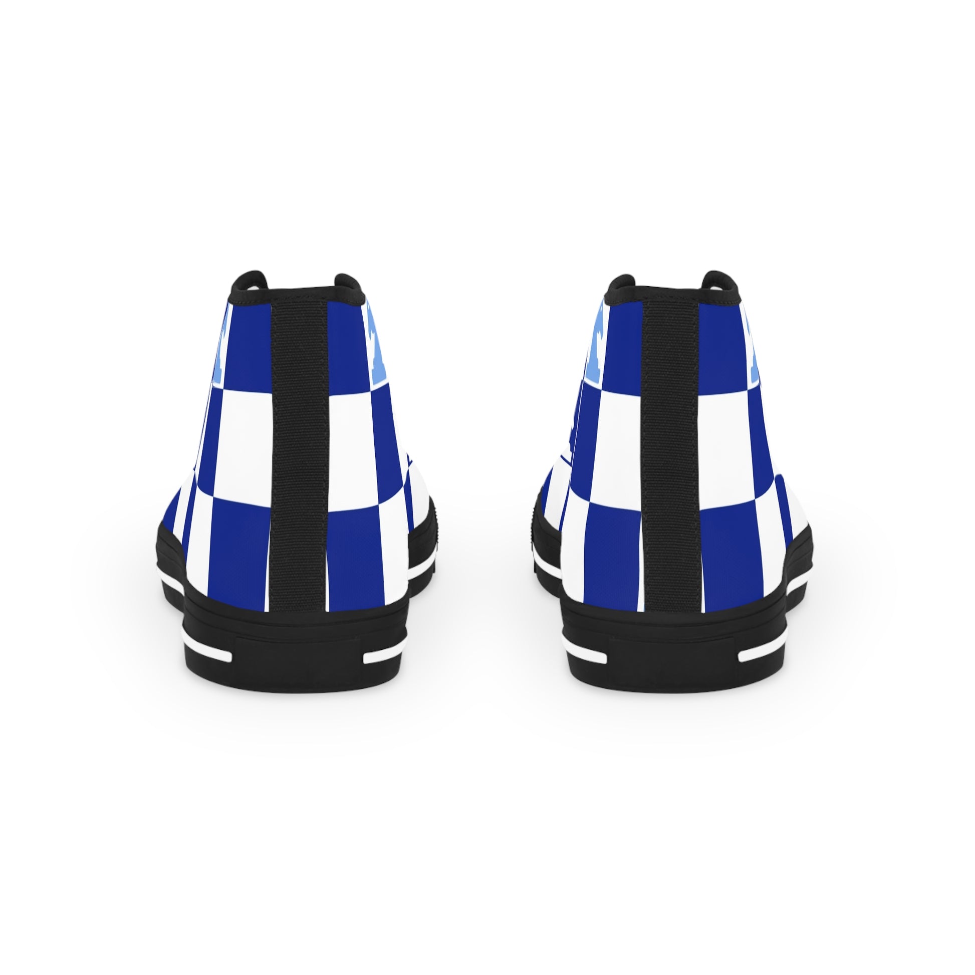 Chessboard Navy Blue Men's High Top Sneakers, Artsulli - Art is Long, Life is Short, Shoes, , , , , , , 