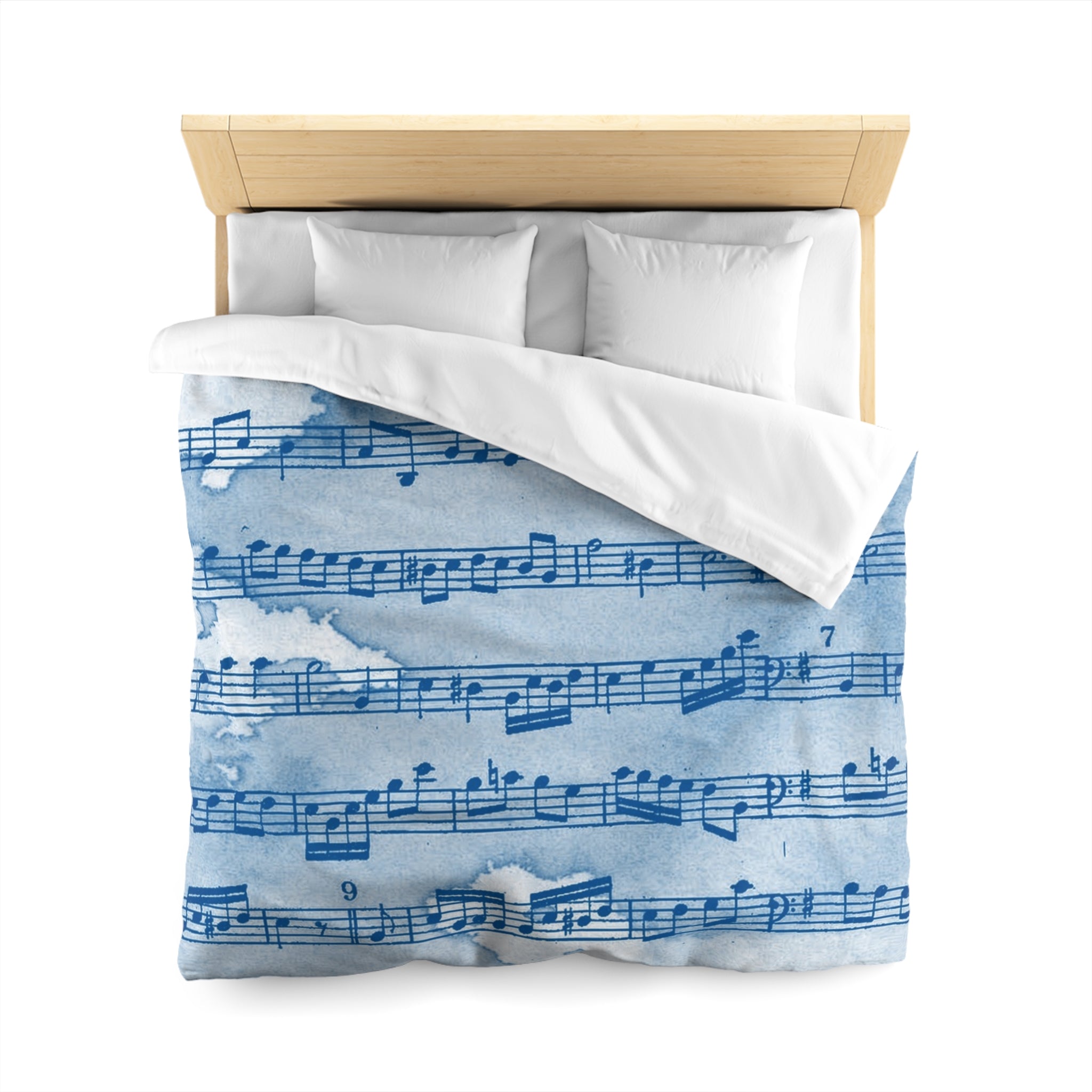 Drip Spill Type Beat Sheet Music Blue Microfiber Duvet Cover, Artsulli - Art is Long, Life is Short, Home Decor, , , , , , , 