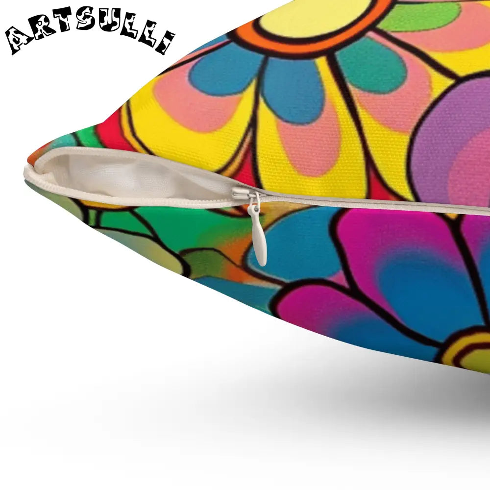 JAKKOUTTHEBXX Chromatic Daisy Dream Spun Polyester Square Pillow