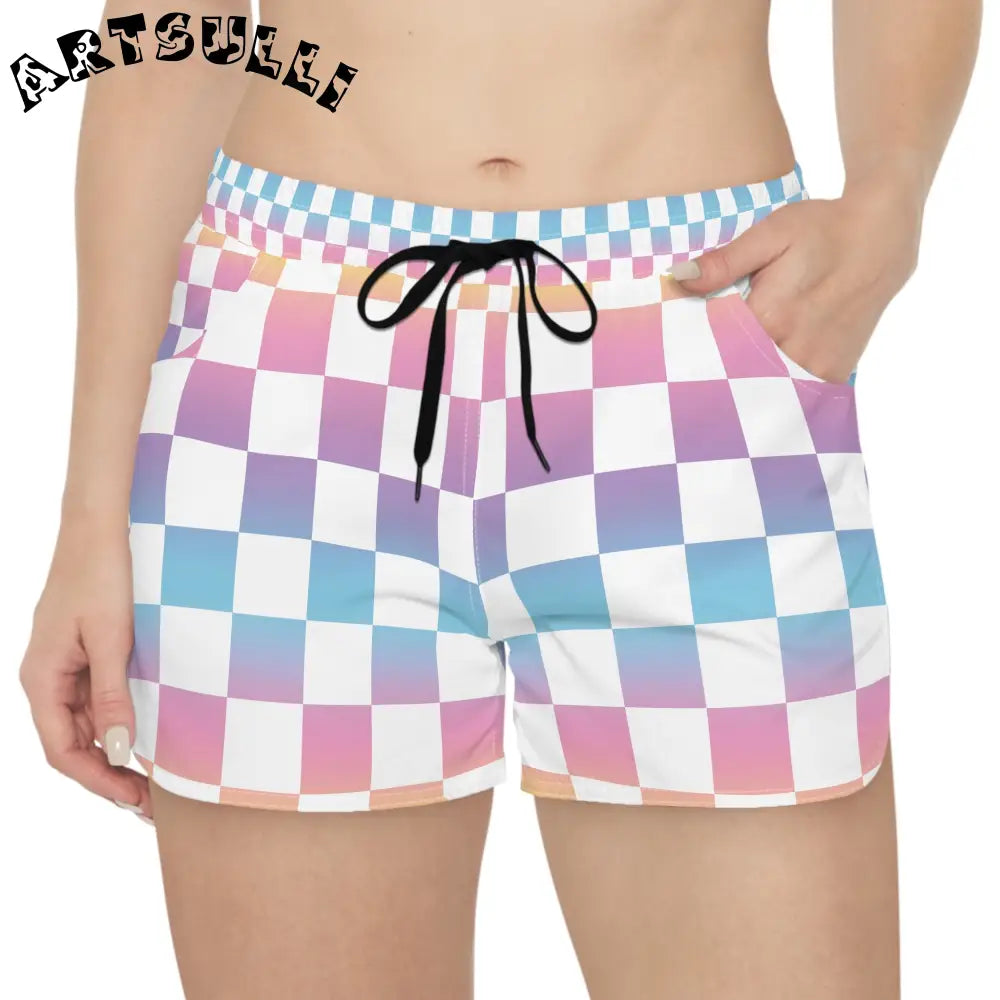 JAKKOUTTHEBXX Vaporwave Check II Women’s Casual Shorts (AOP)