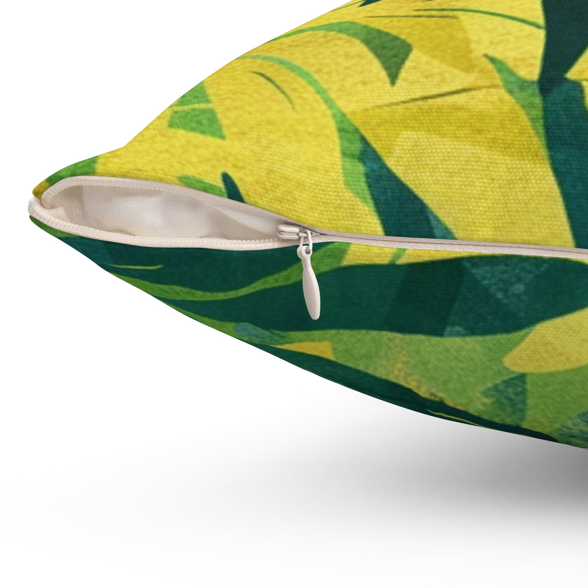 Green Leaf x Yellow Leaf x Tropical x Jungle Spun Polyester Square Pillow, Artsulli - Art is Long, Life is Short, Home Decor, , , , , , , 
